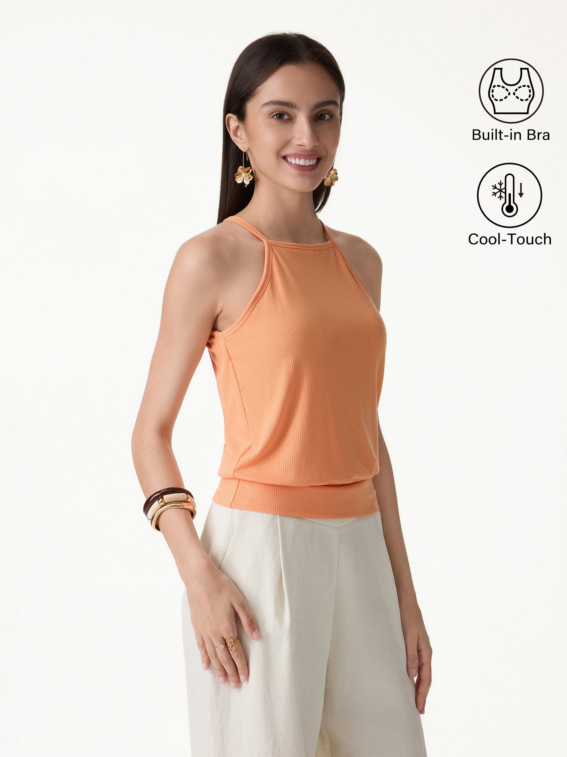 CoolTouch High Square Neck Banded Hem Bra Top - Image 3