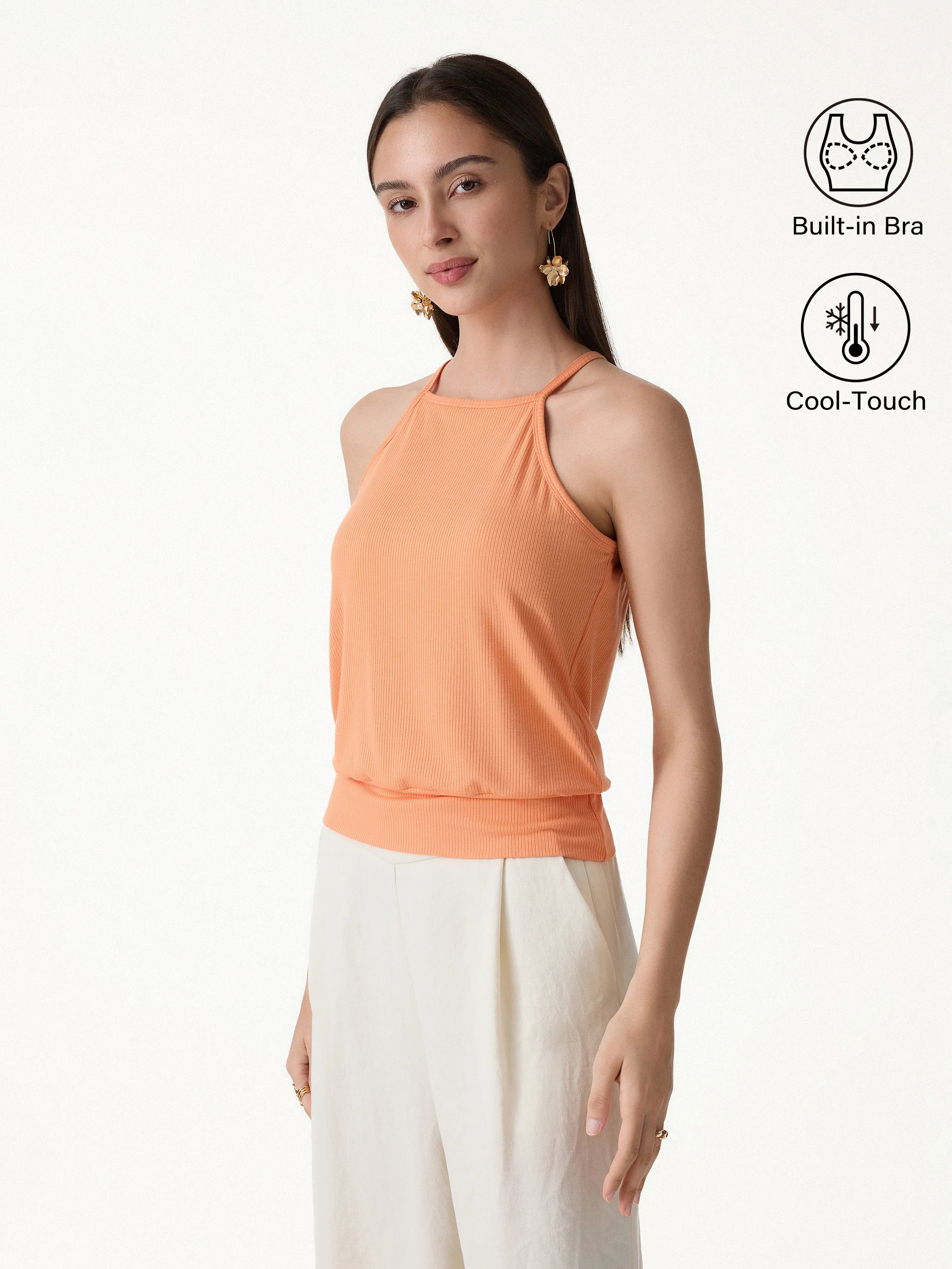 CoolTouch High Square Neck Banded Hem Bra Top - Image 7