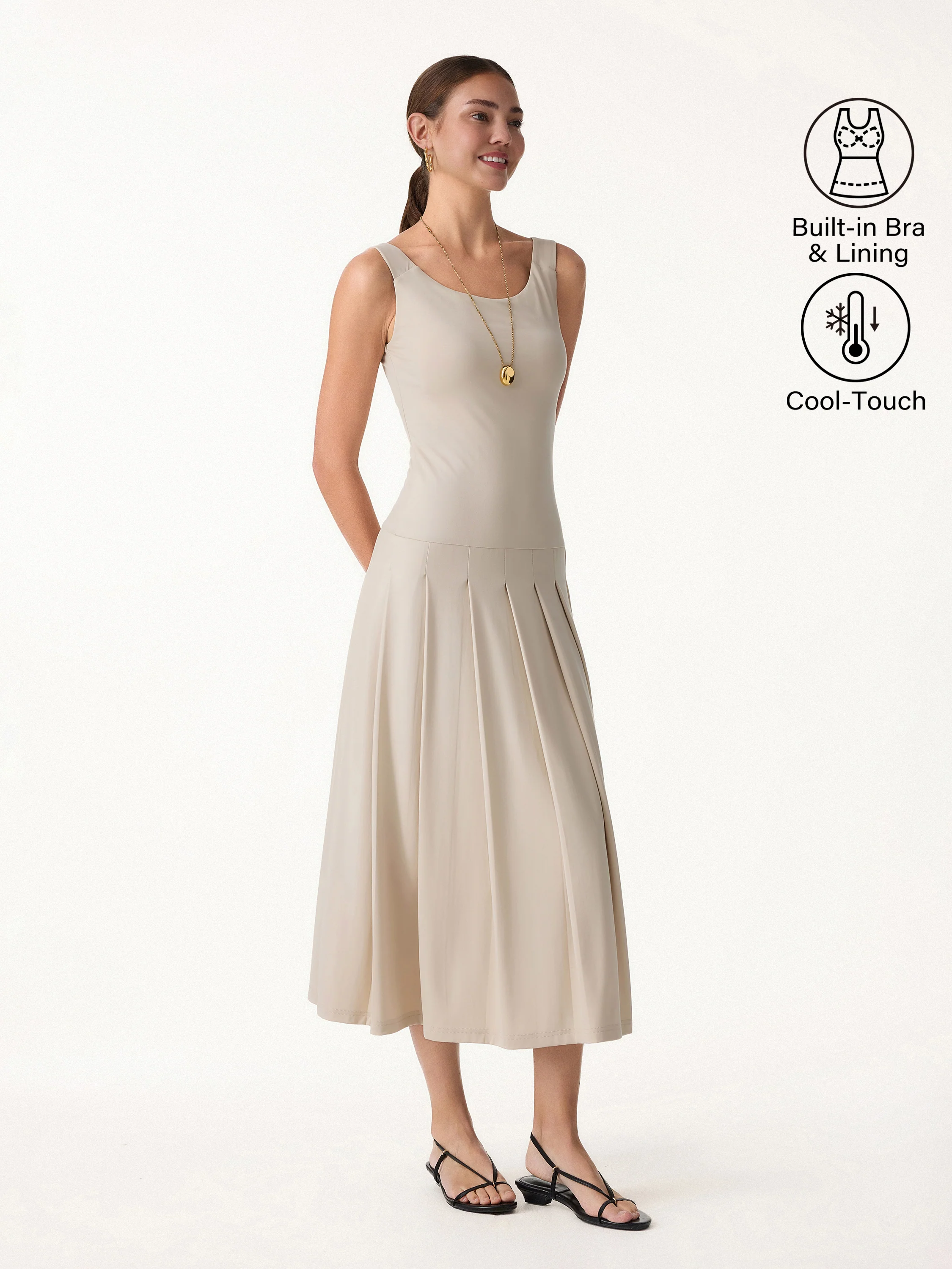 CoolTouch Multi-Wear Pleated Midi Bra Dress - Image 6