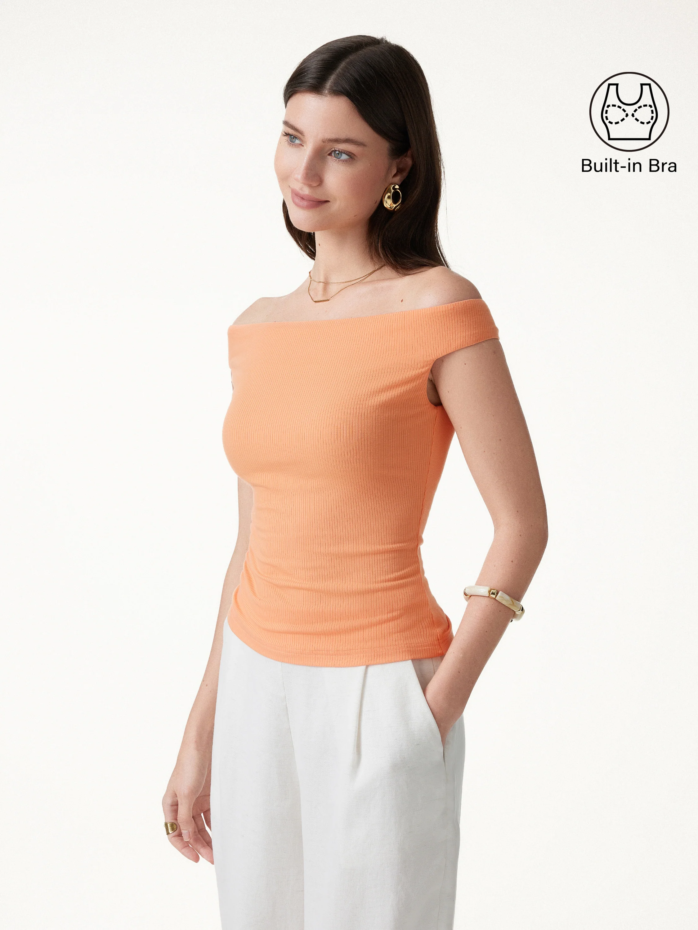 CoolTouch Off-the-Shoulder Contour Bra Top - Image 3