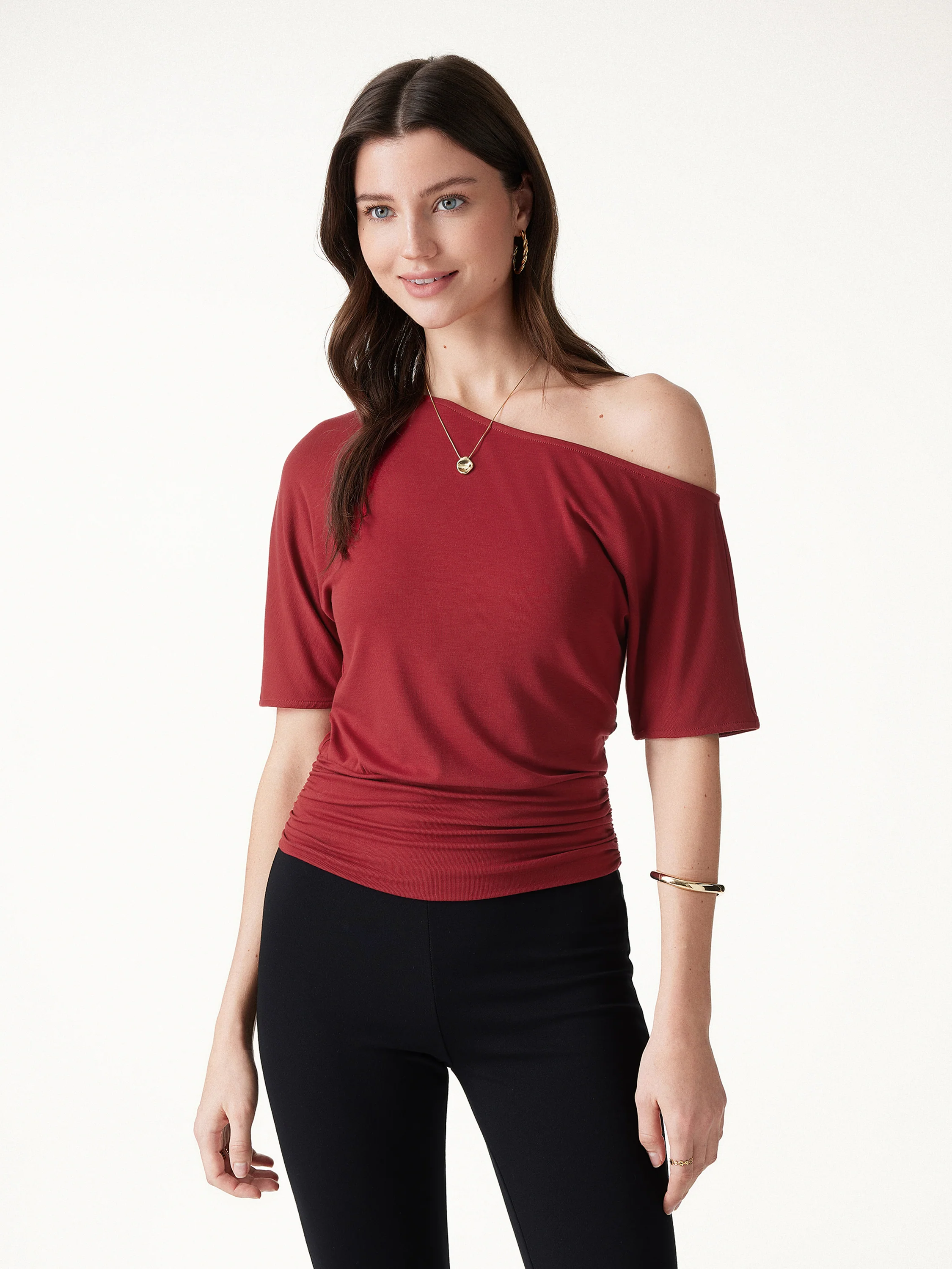 CoolTouch Relaxed Short Sleeve Ruched Top - Image 2
