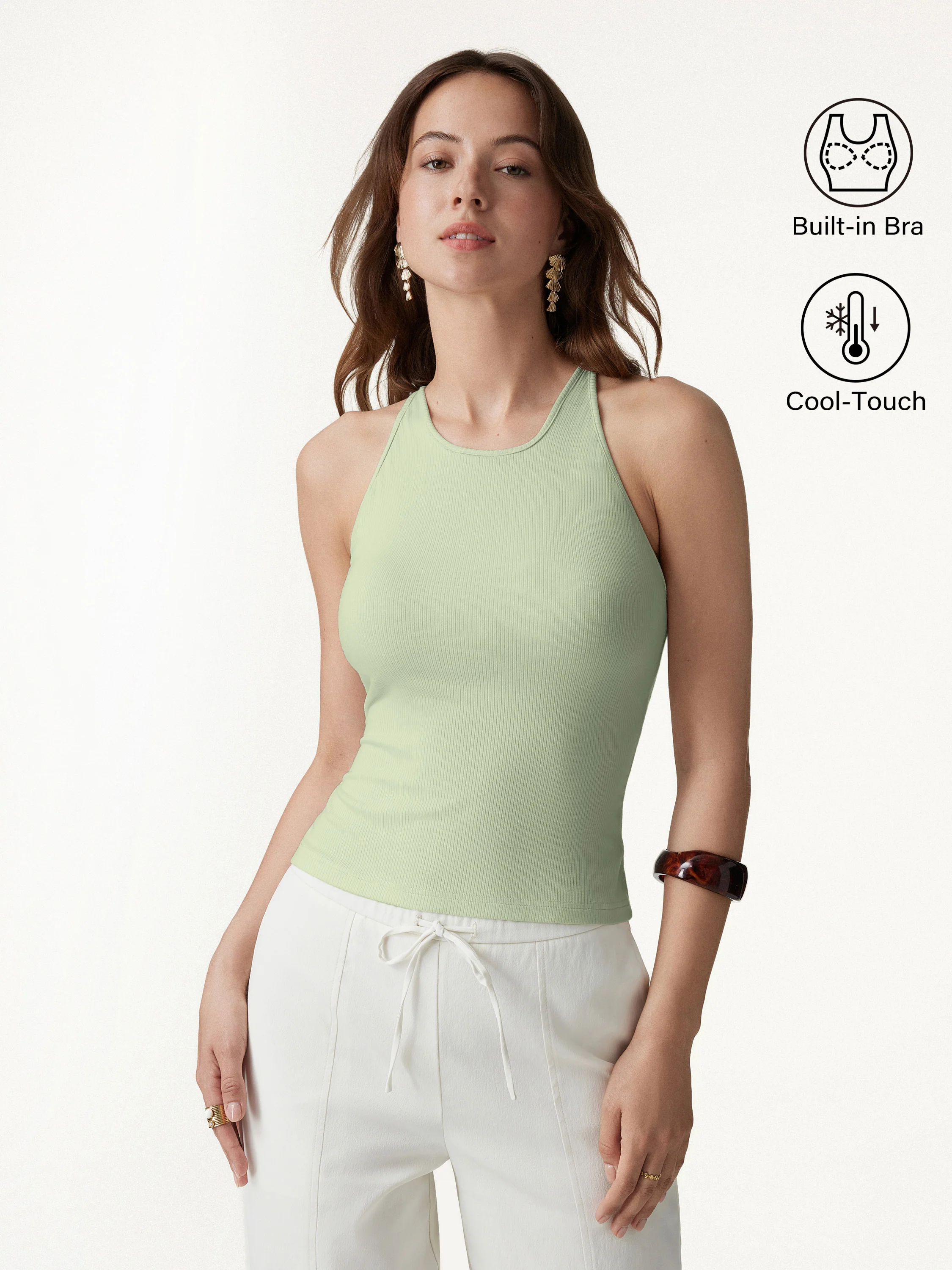 CoolTouch Ribbed Racer Back Bra Tank - Image 11