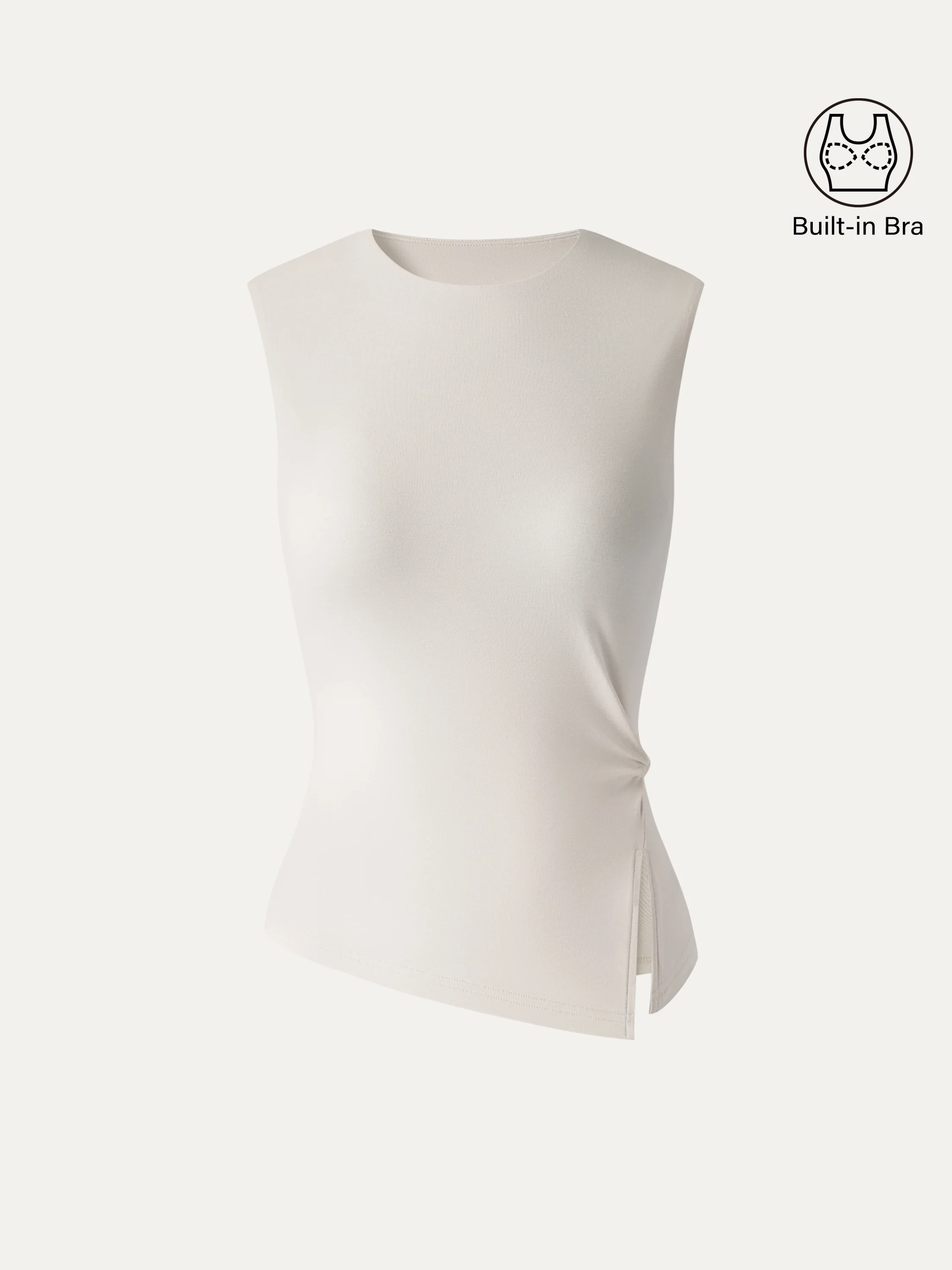 CoolTouch Round Neck Twisted Bra Tank with Slit - Image 11