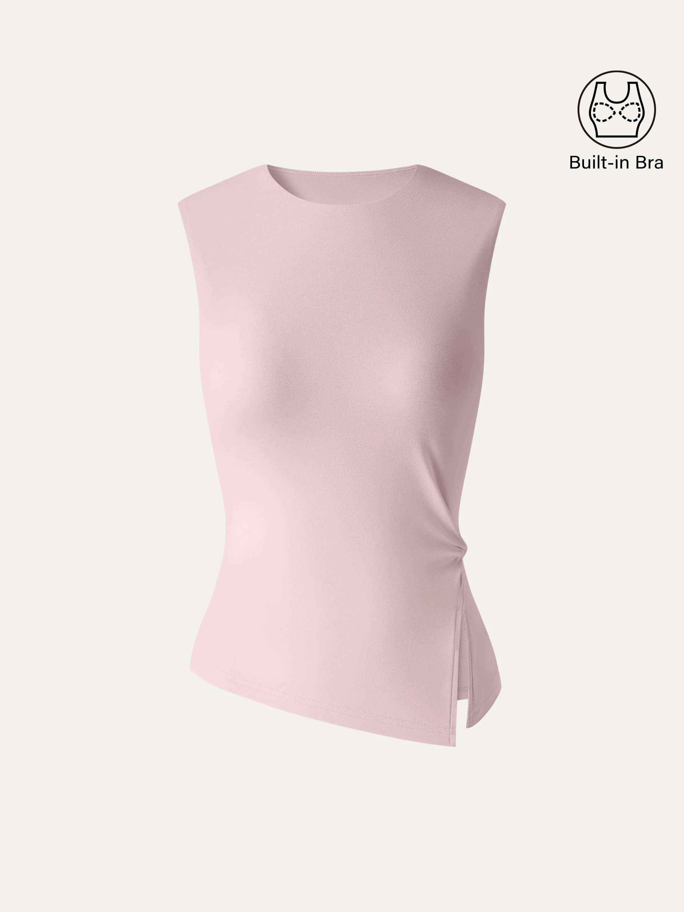 CoolTouch Round Neck Twisted Bra Tank with Slit - Image 13