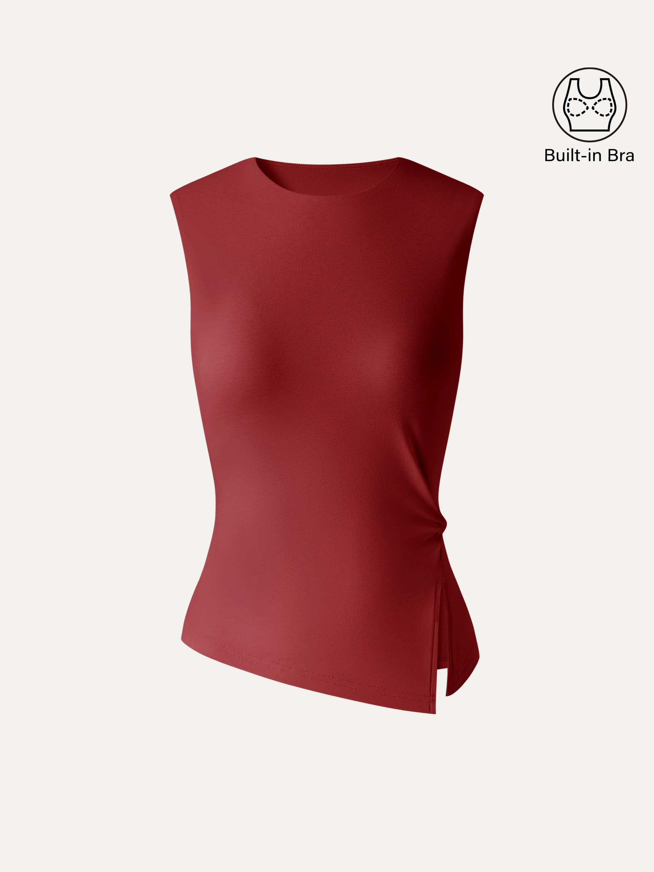 CoolTouch Round Neck Twisted Bra Tank with Slit - Image 14