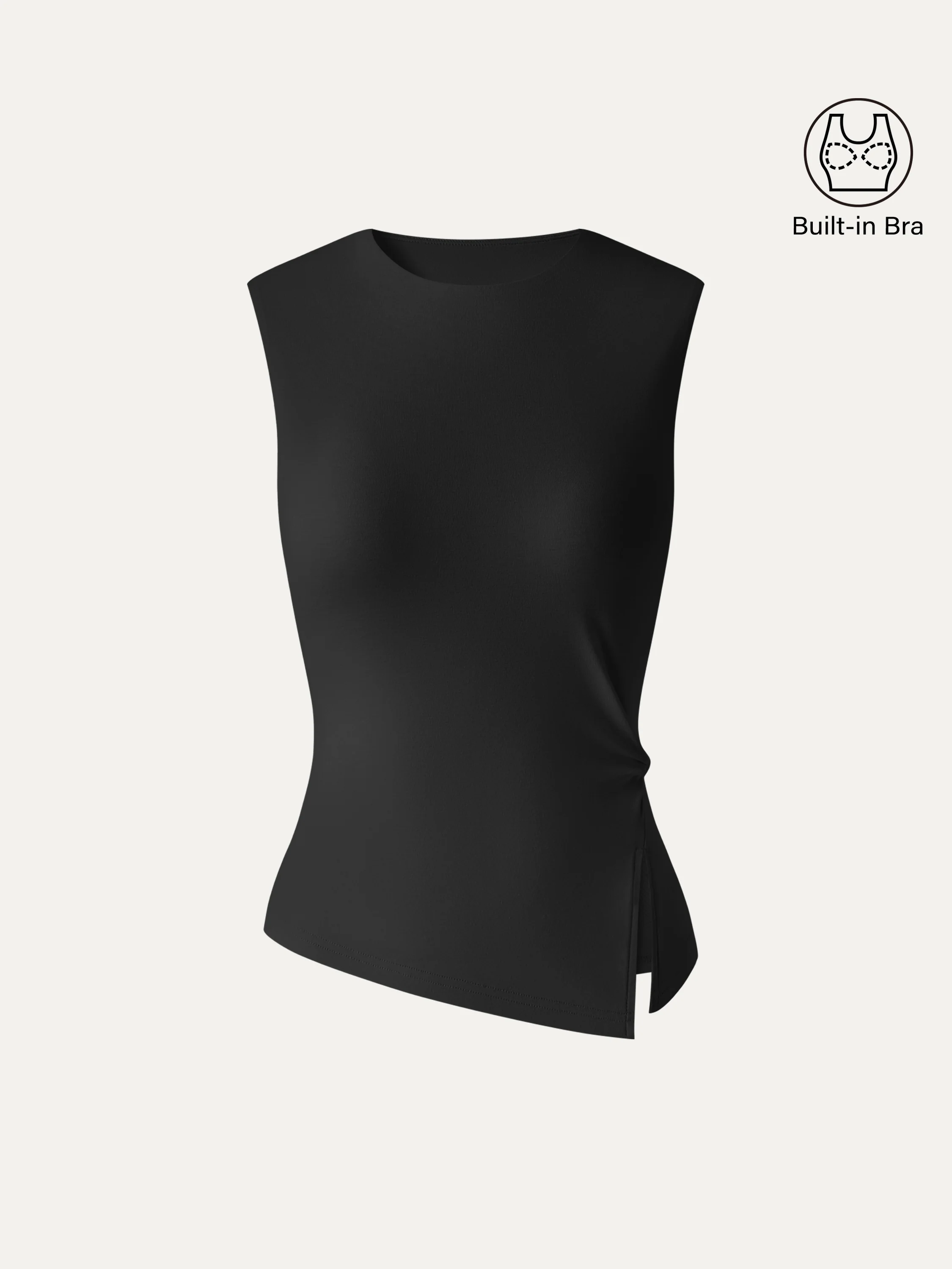 CoolTouch Round Neck Twisted Bra Tank with Slit - Image 15