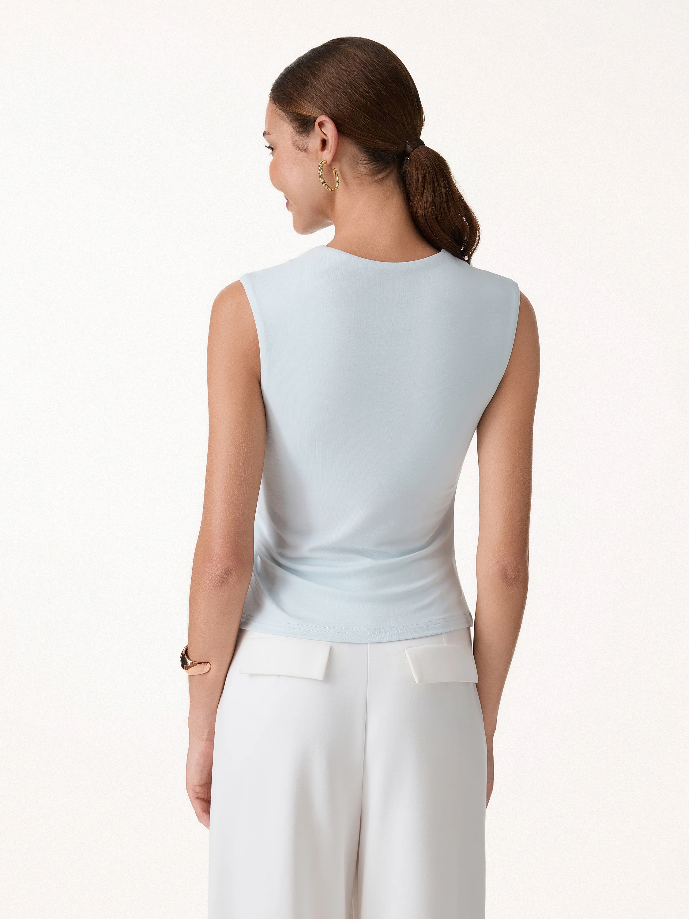 CoolTouch Round Neck Twisted Bra Tank with Slit - Image 6