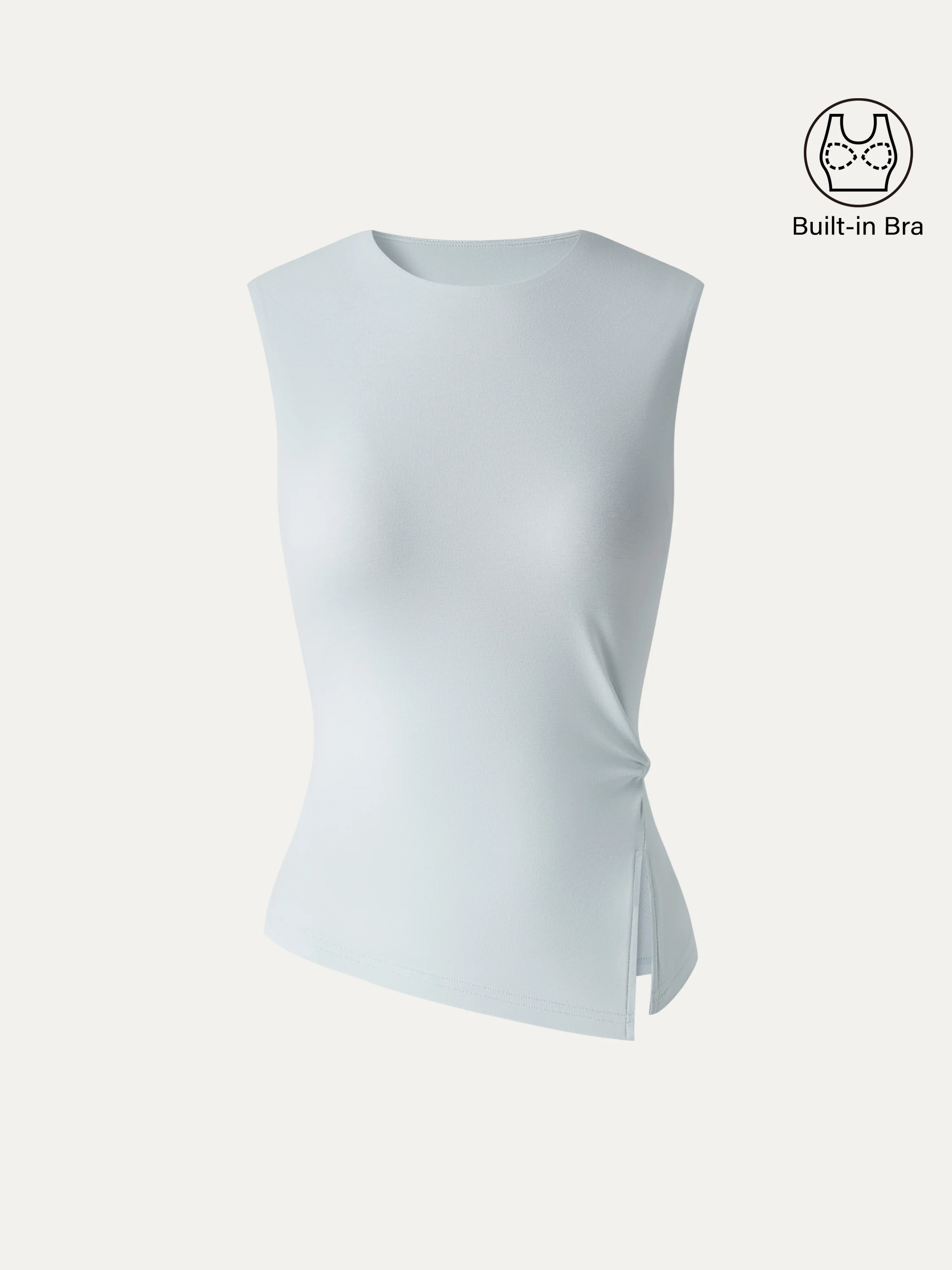 CoolTouch Round Neck Twisted Bra Tank with Slit - Image 9