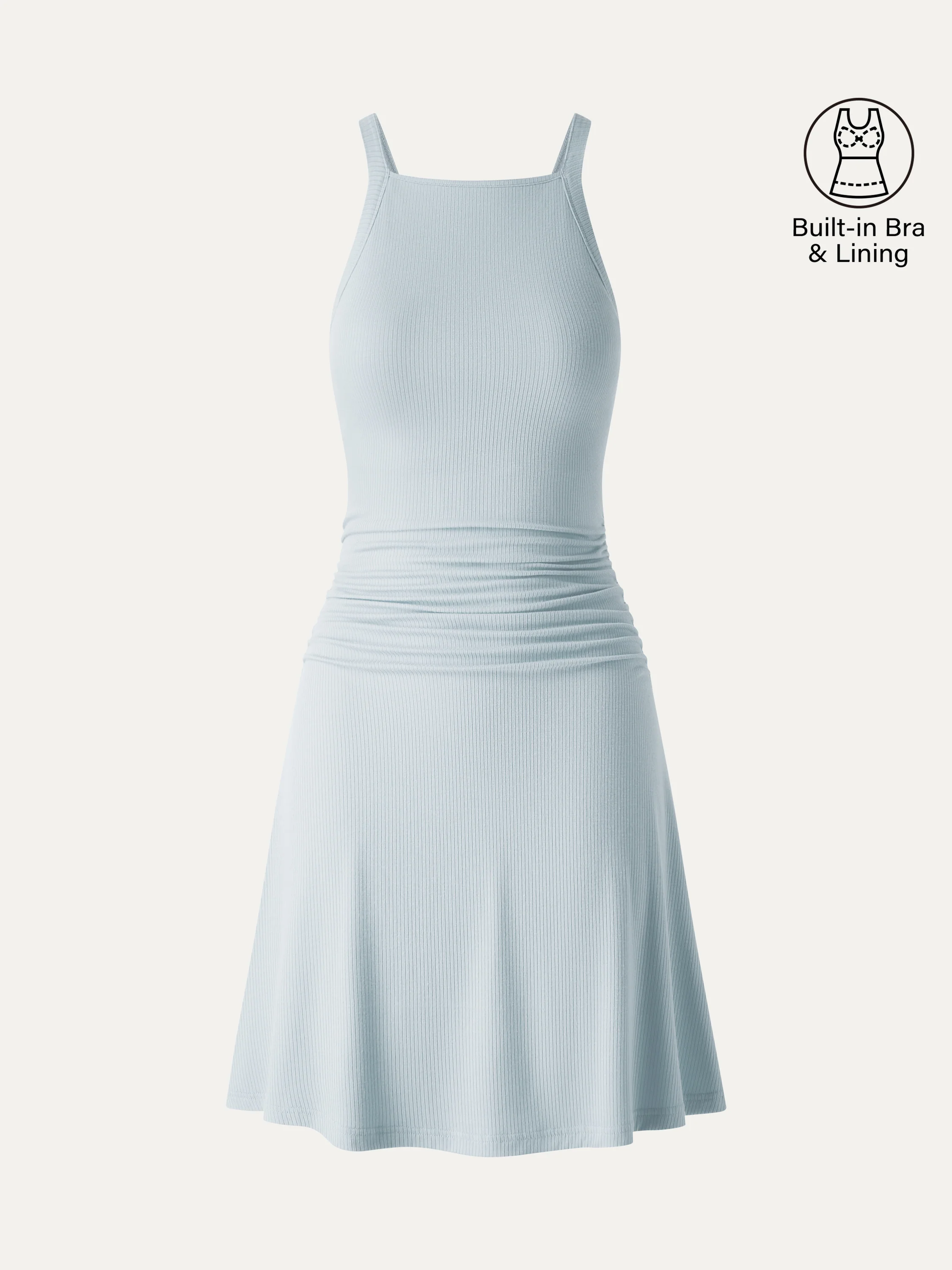CoolTouch Square Neck Ruched Mini Bra Dress - Image 12