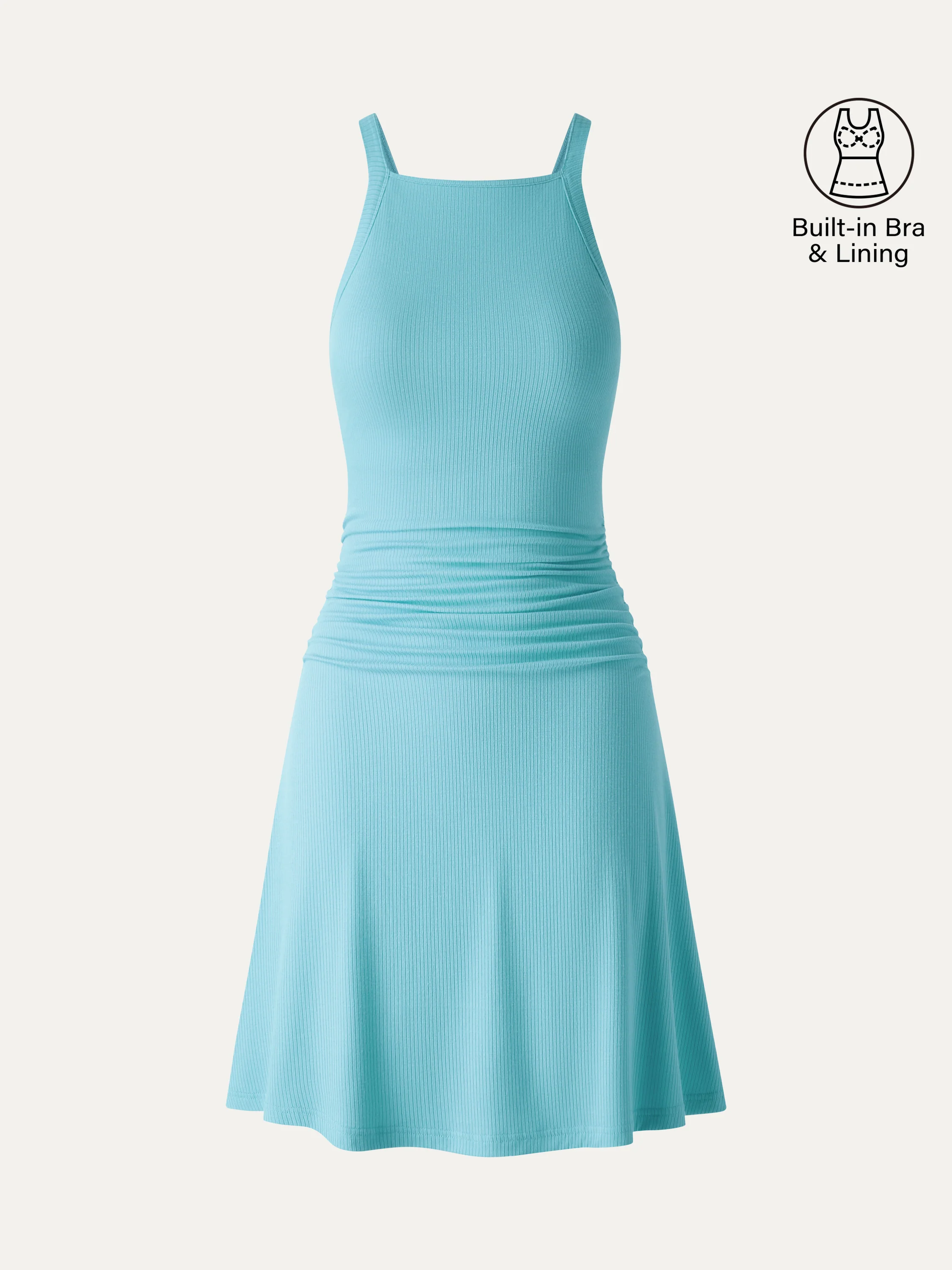 CoolTouch Square Neck Ruched Mini Bra Dress - Image 18
