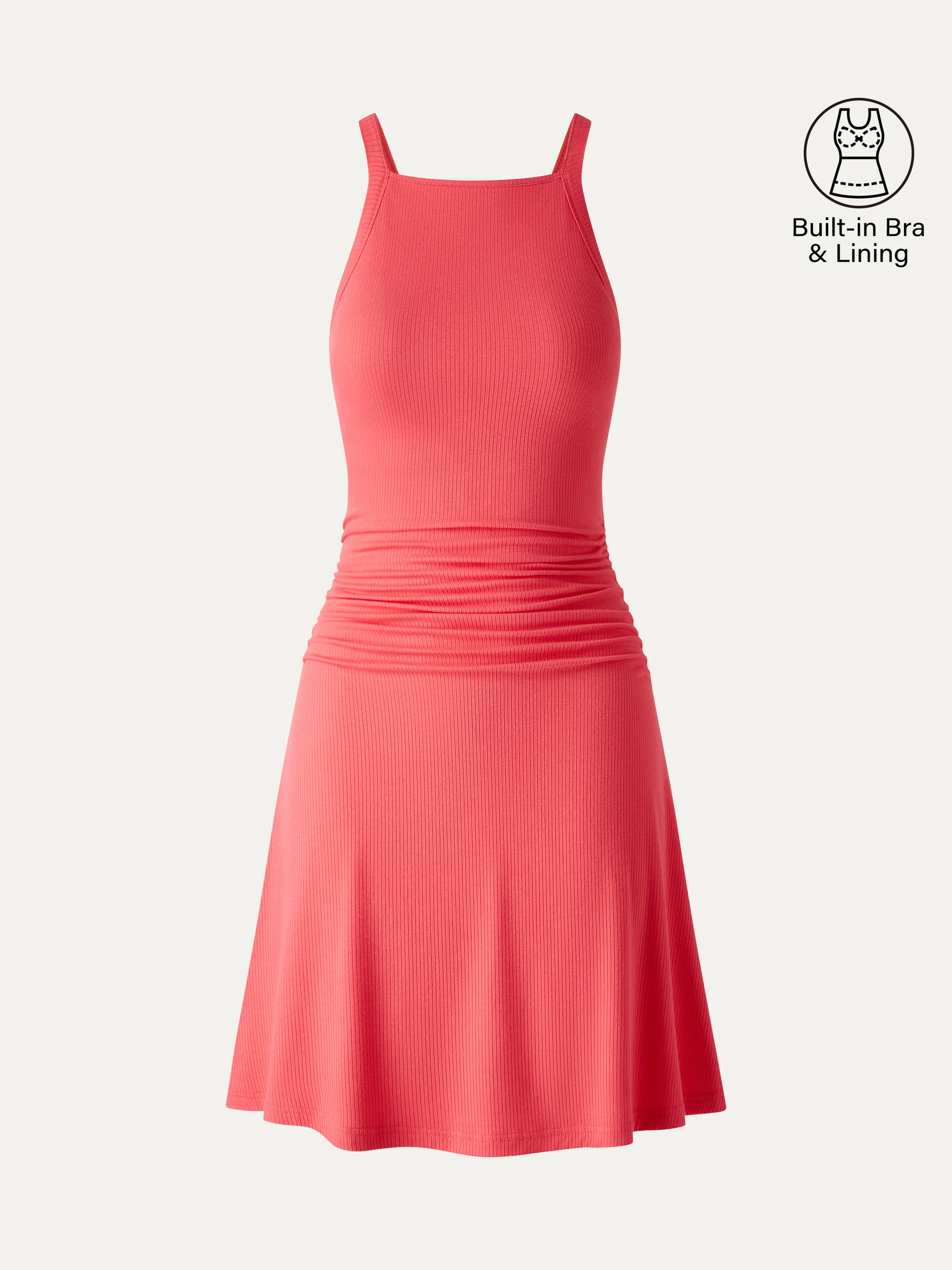 CoolTouch Square Neck Ruched Mini Bra Dress - Image 19