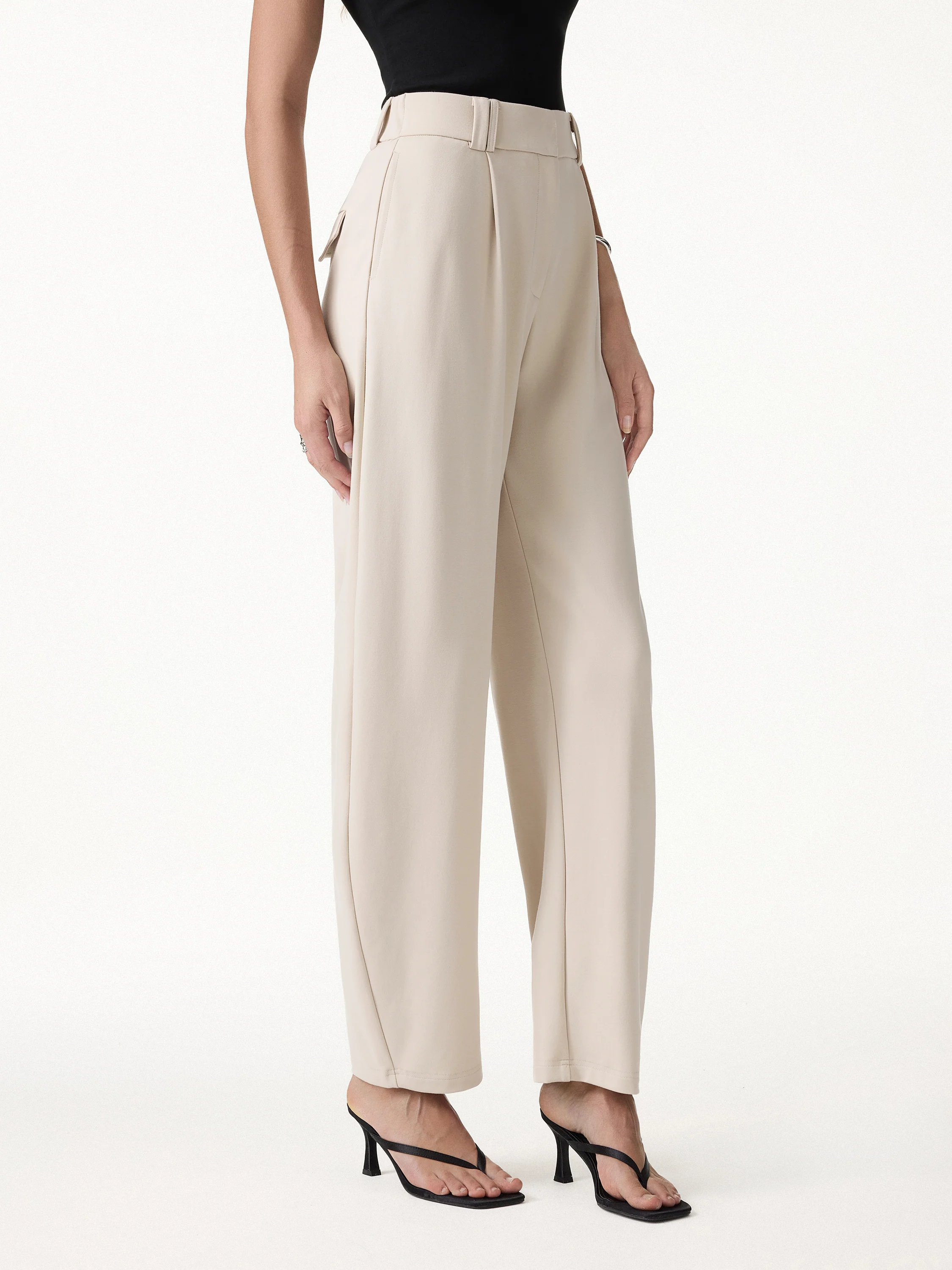 CoolTouch Stretch Ponte High Rise Cropped Barrel Pants - Image 6