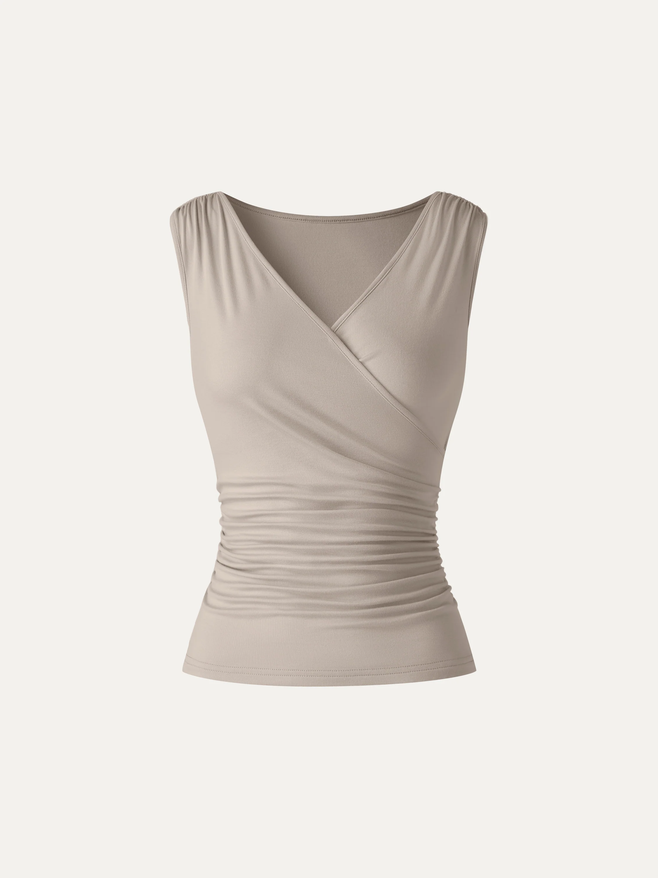 CoolTouch Surplice Neck Gathered Waist Top - Image 10