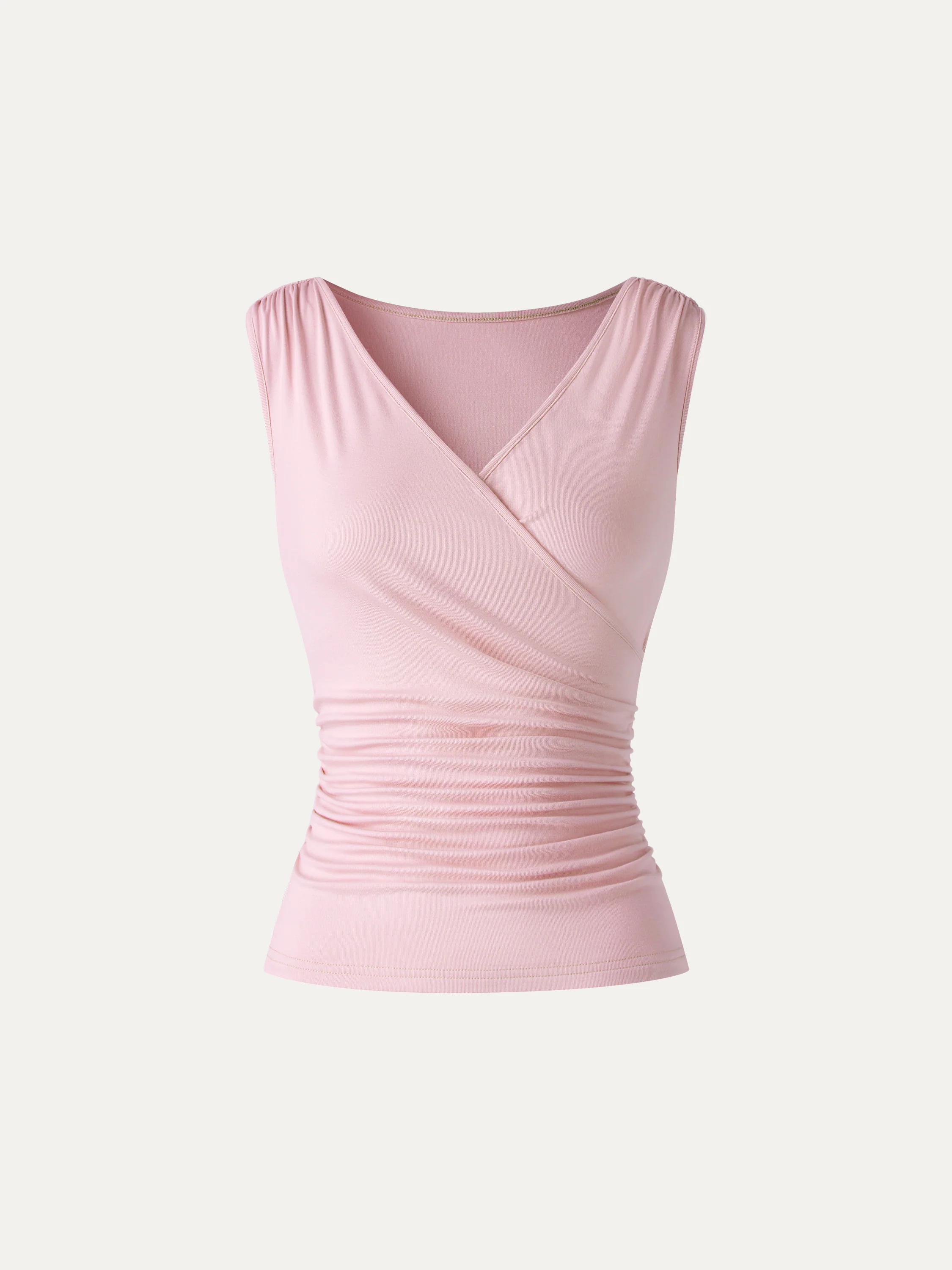 CoolTouch Surplice Neck Gathered Waist Top - Image 11