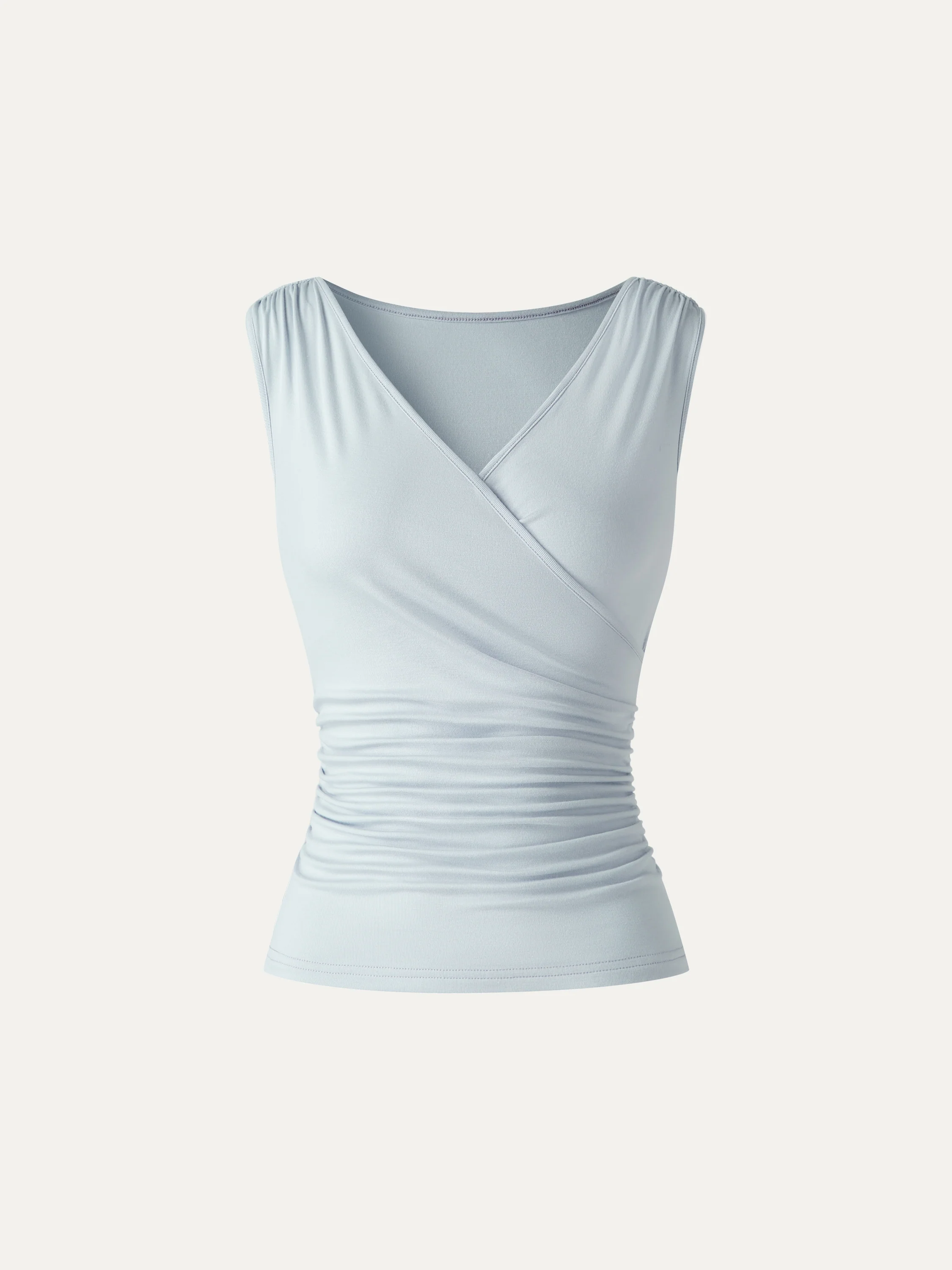 CoolTouch Surplice Neck Gathered Waist Top - Image 15