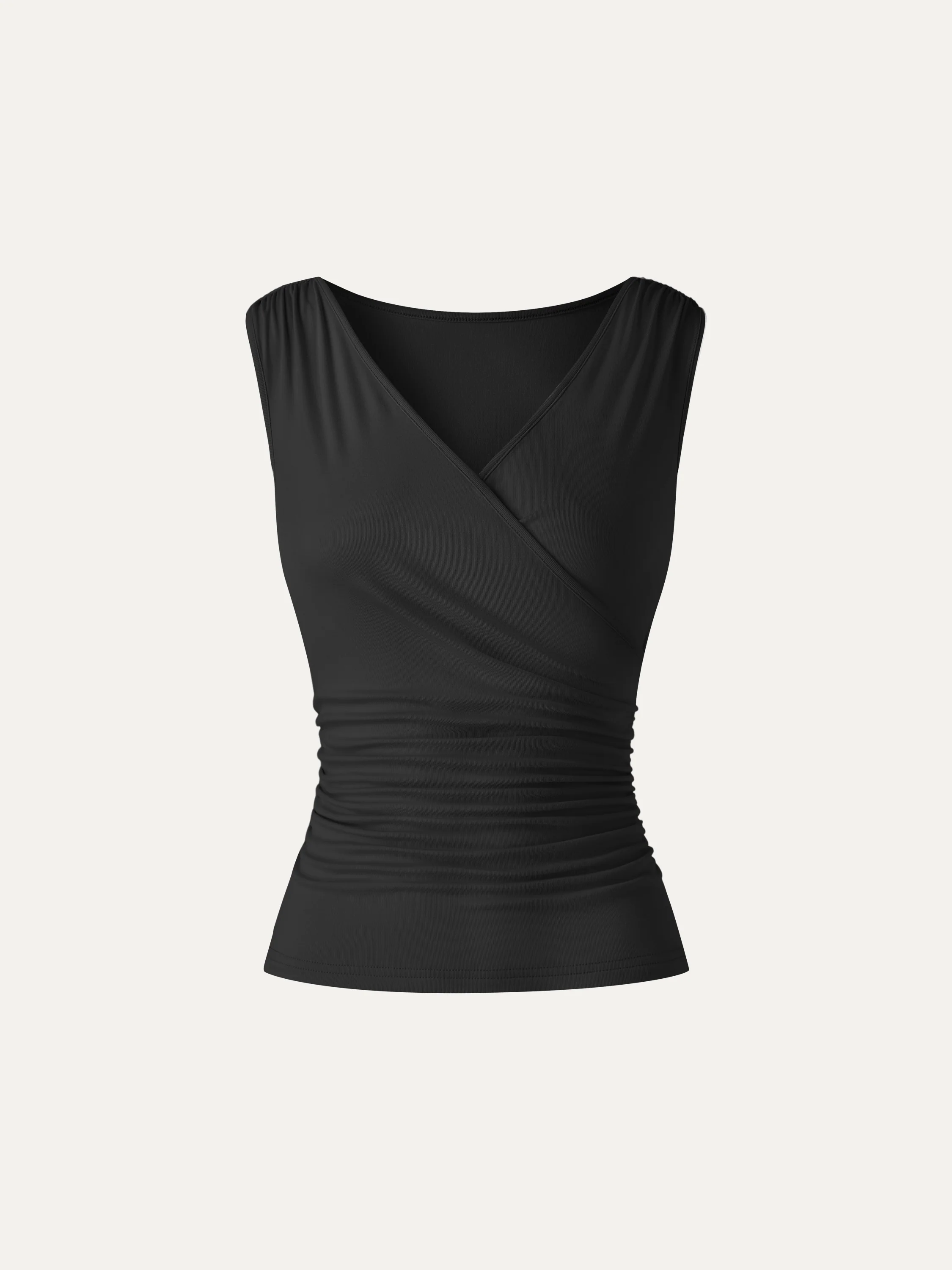 CoolTouch Surplice Neck Gathered Waist Top - Image 16