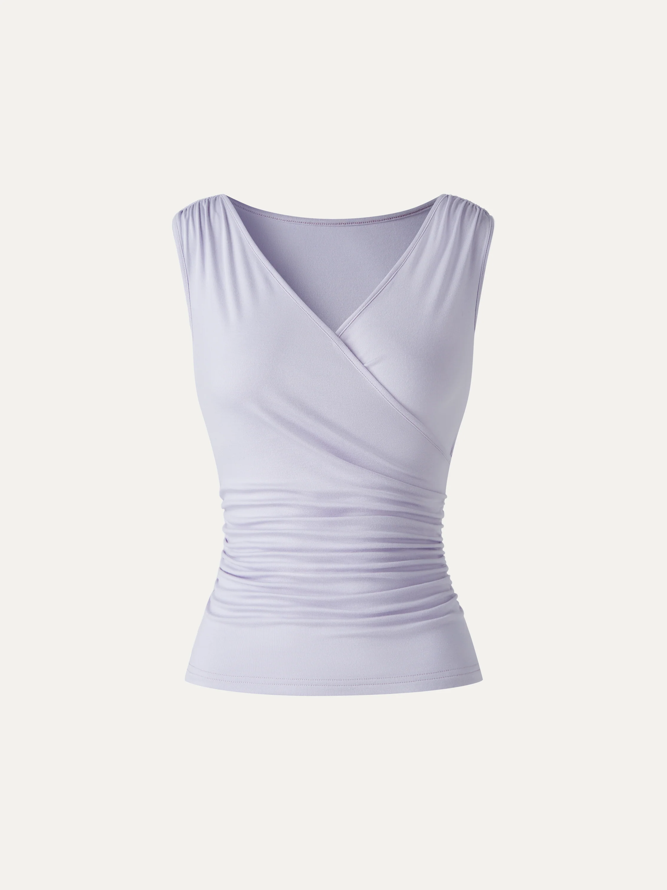 CoolTouch Surplice Neck Gathered Waist Top - Image 9