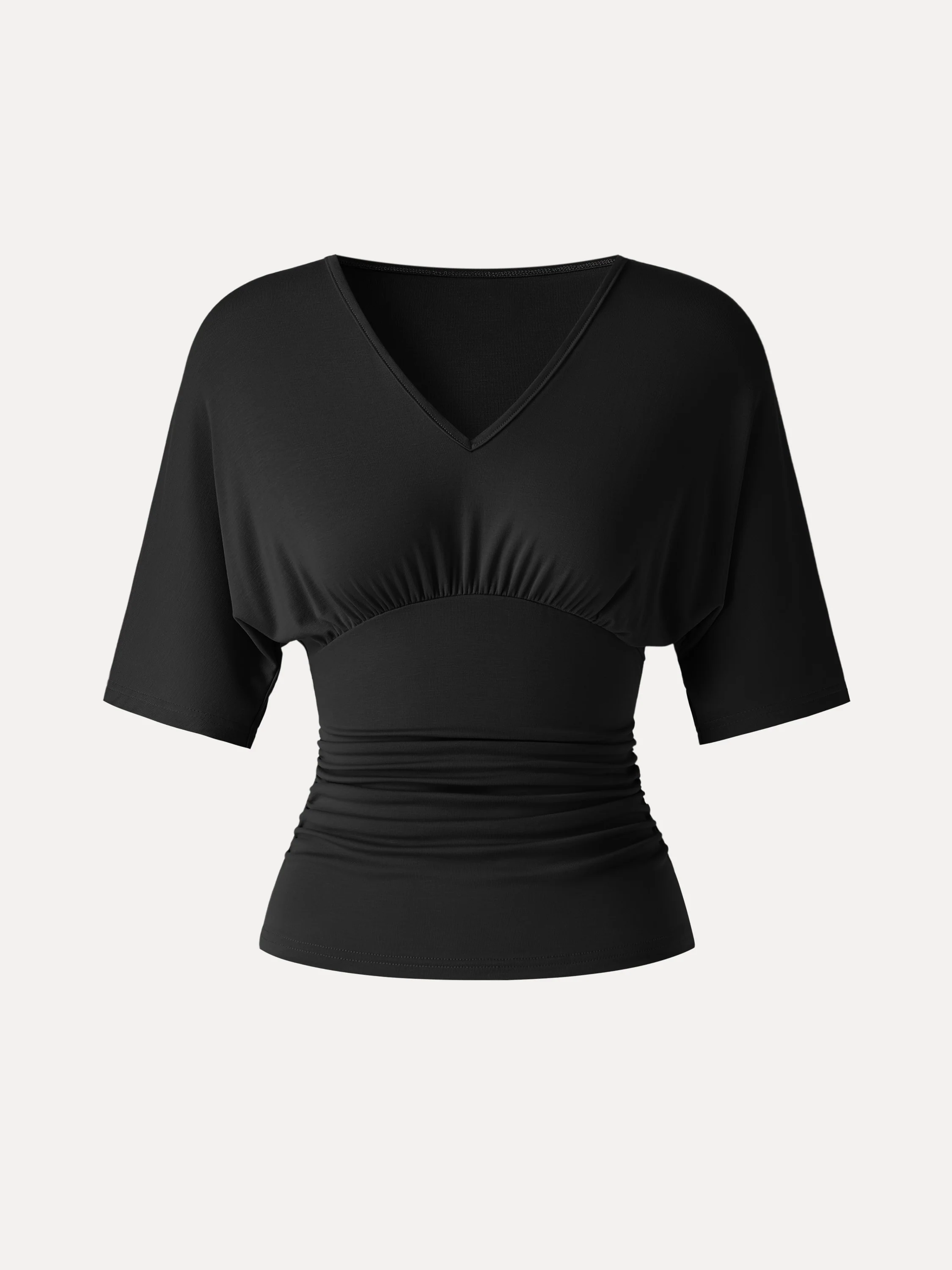 CoolTouch V-Neck Ruched Short Sleeve Summer Tee - Image 11