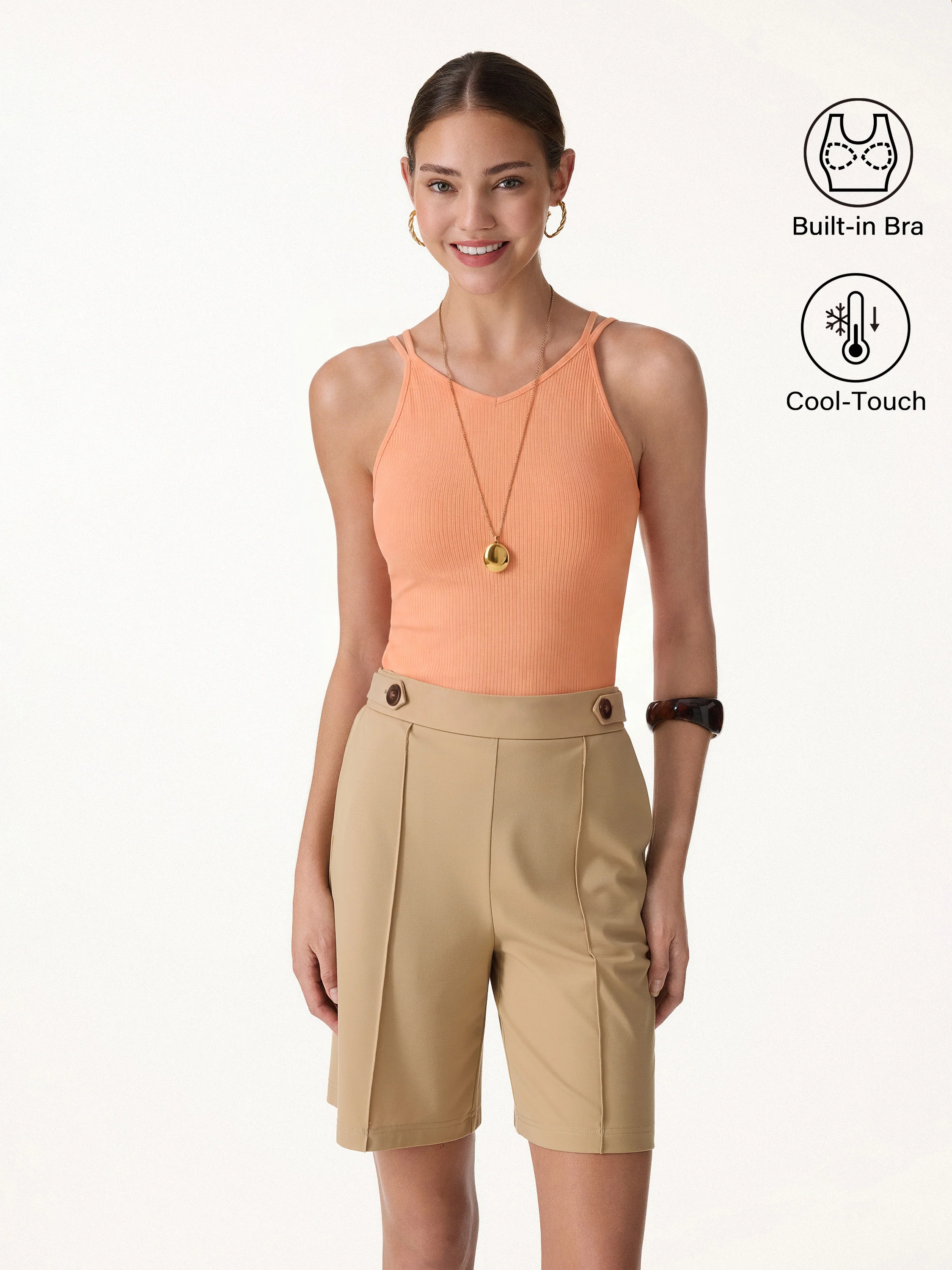 CoolTouch V-Neck Spaghetti Bra Tank - Image 3