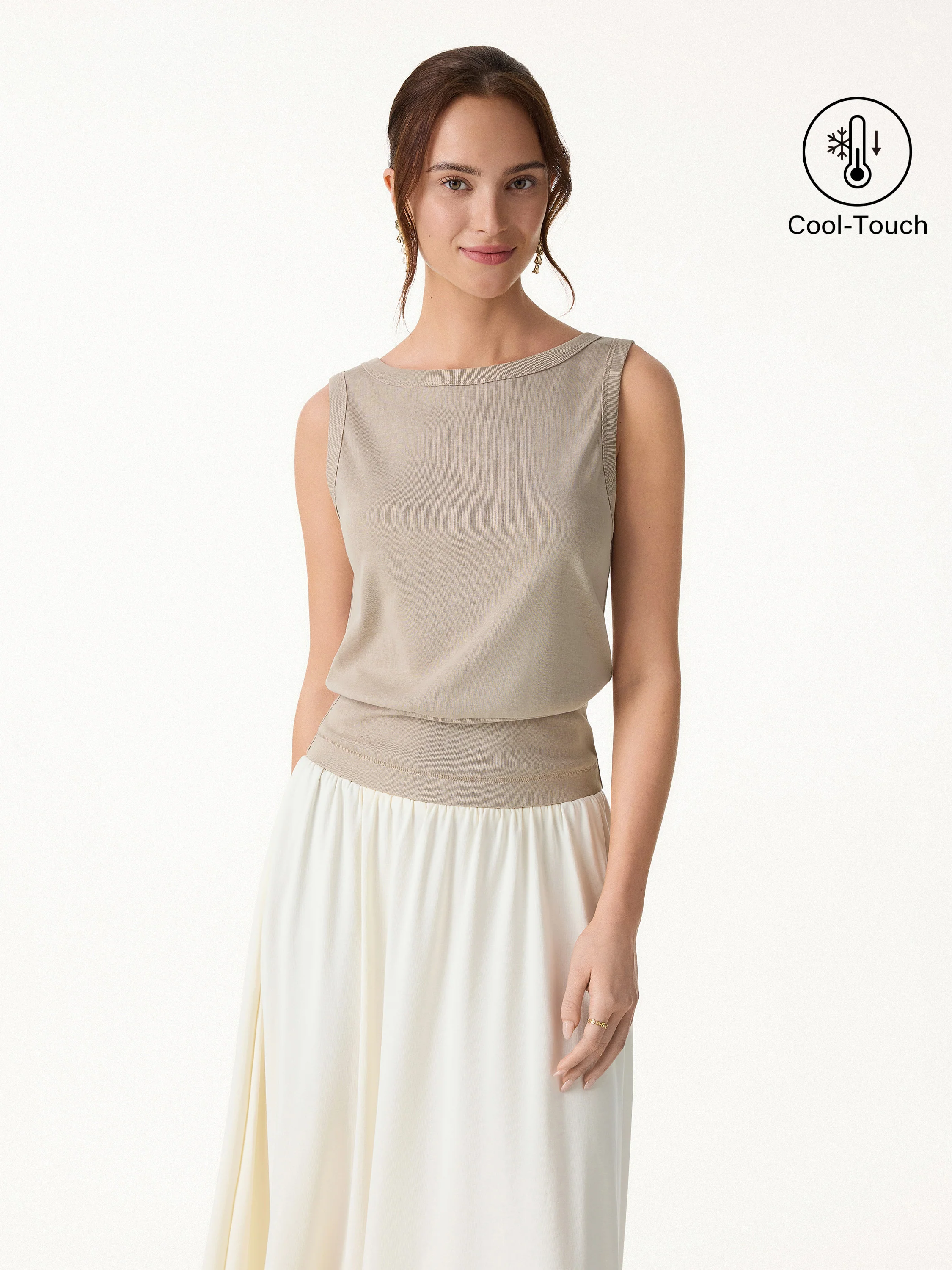 Cotton-Linen Blend Reversible Boatneck Low Back Top - Image 14