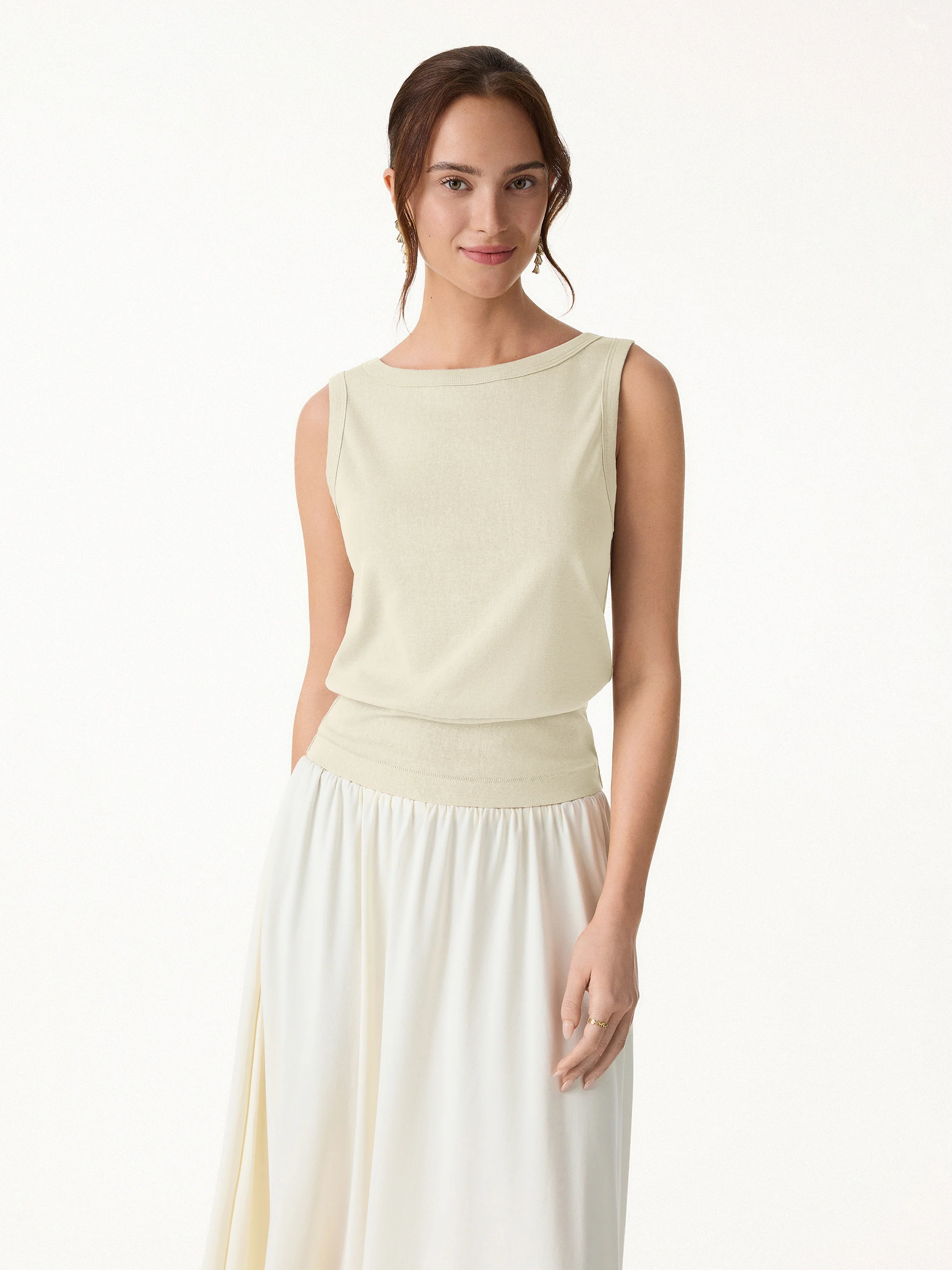 Cotton-Linen Blend Reversible Boatneck Low Back Top - Image 17