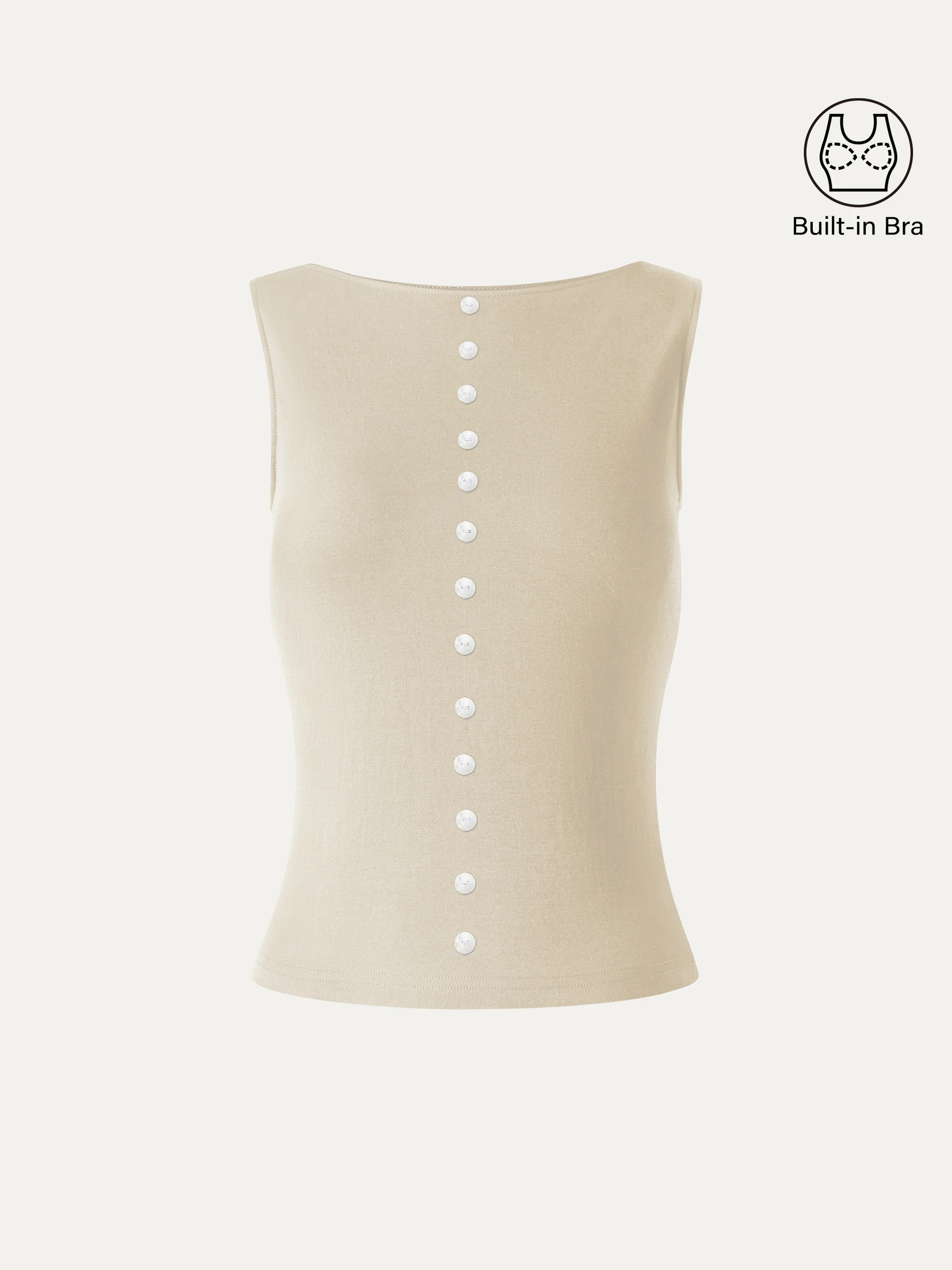 Cotton-Linen Boatneck Cropped Bra Top - Image 10