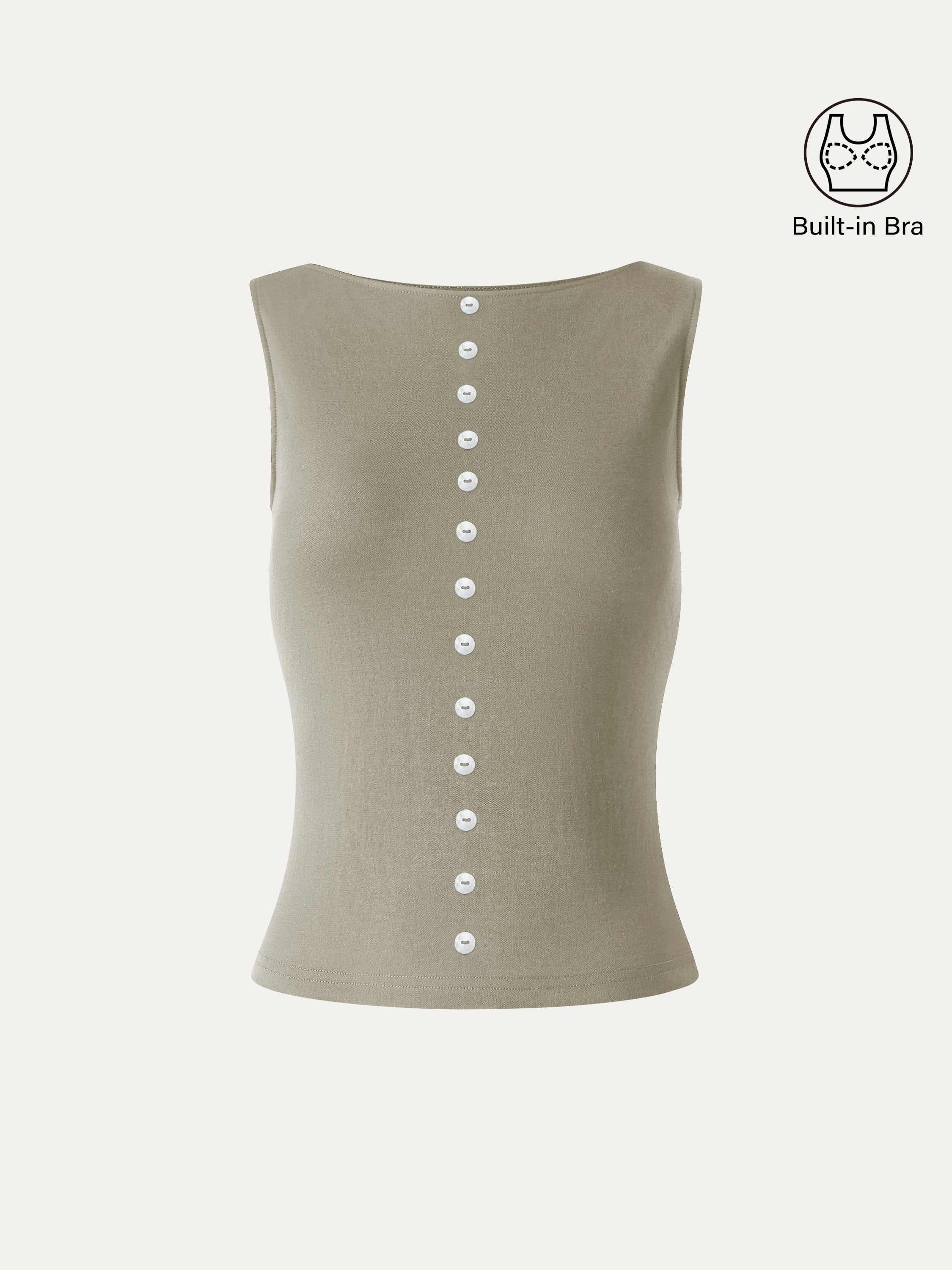 Cotton-Linen Boatneck Cropped Bra Top - Image 12