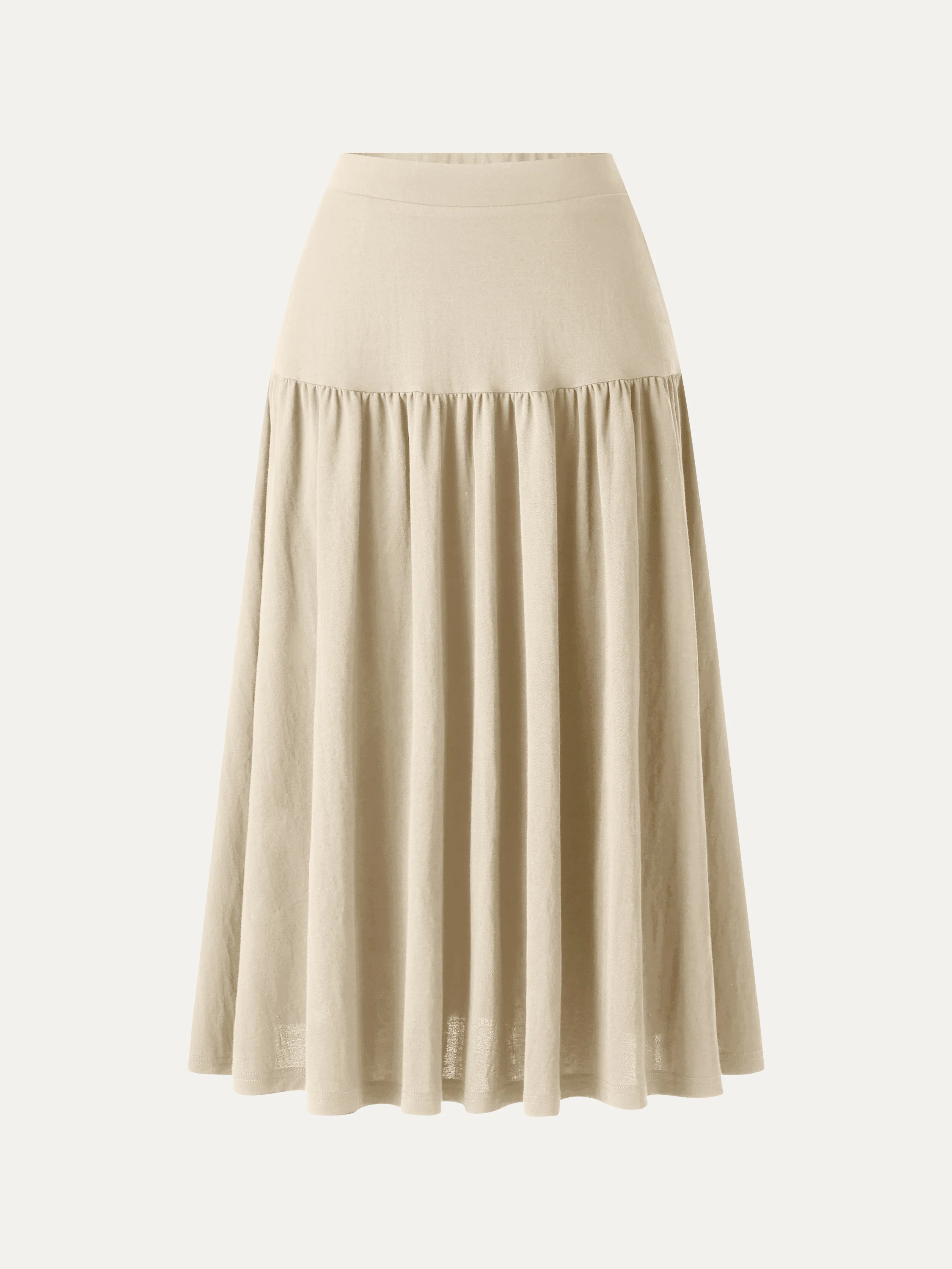 Cotton-Linen Gathered Midi Skirt with Pockets - Image 15