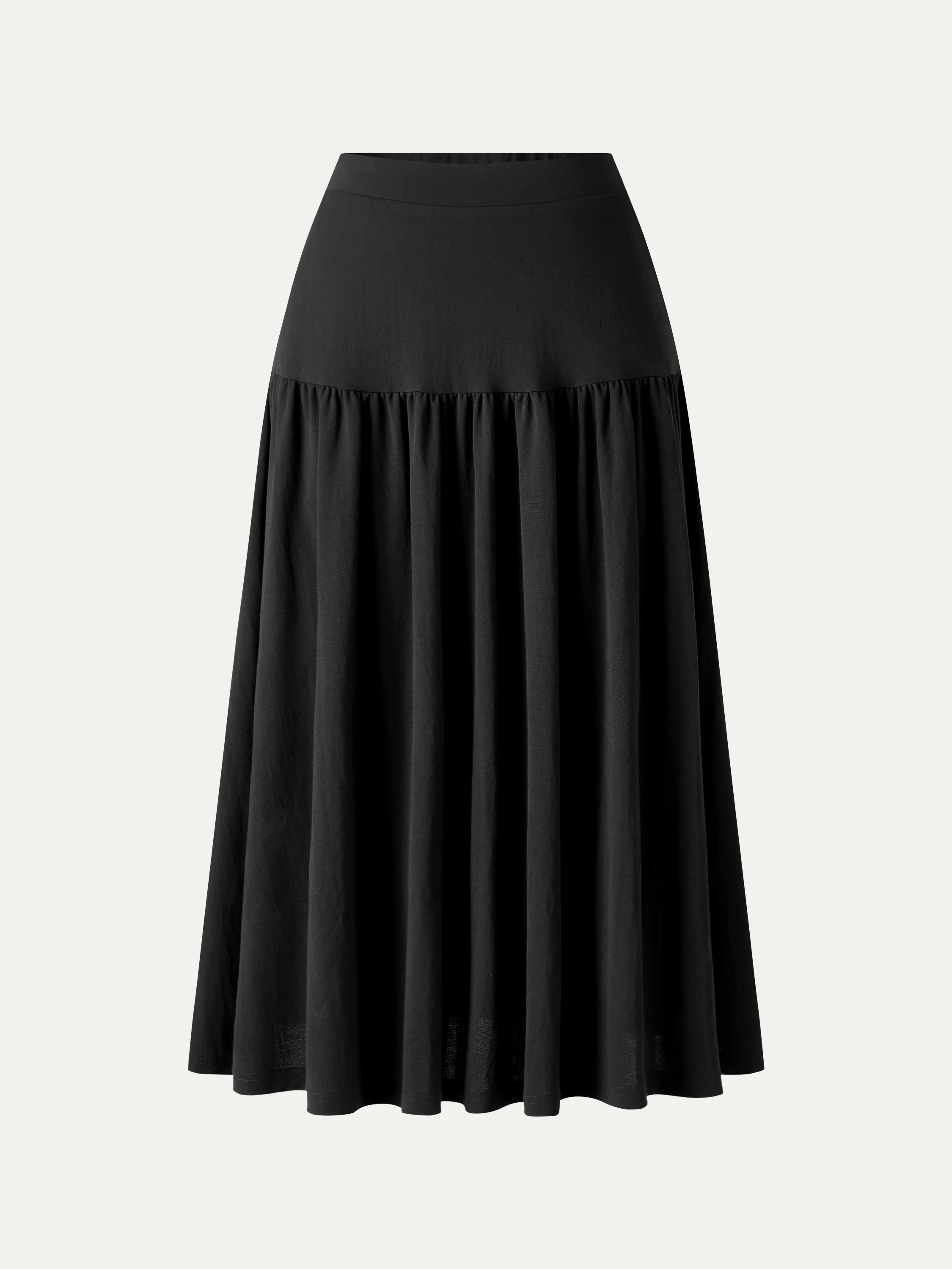 Cotton-Linen Gathered Midi Skirt with Pockets - Image 17