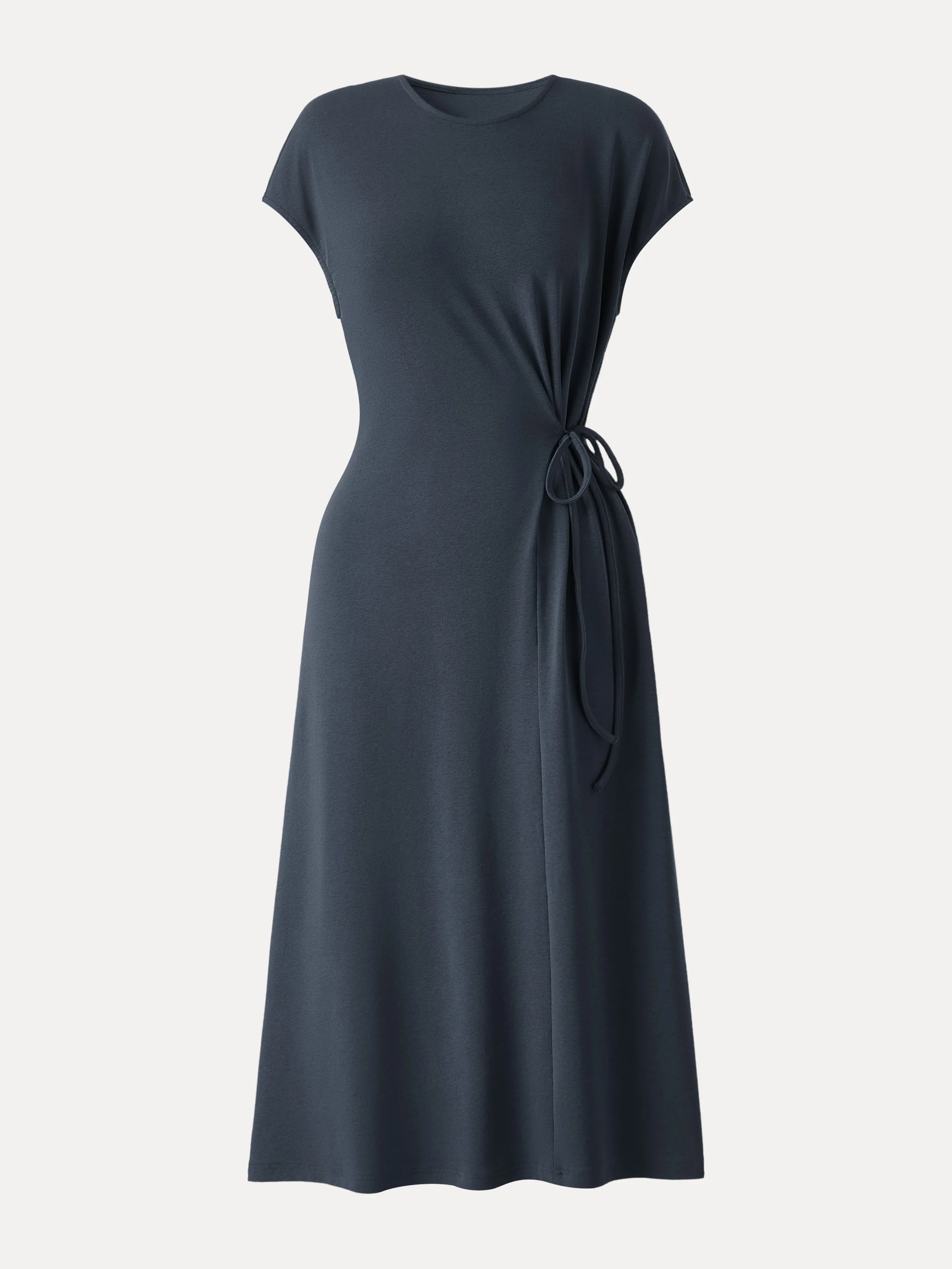 Cotton Lyocell Easy Airy Midi Dress with Self-Tie - Image 10