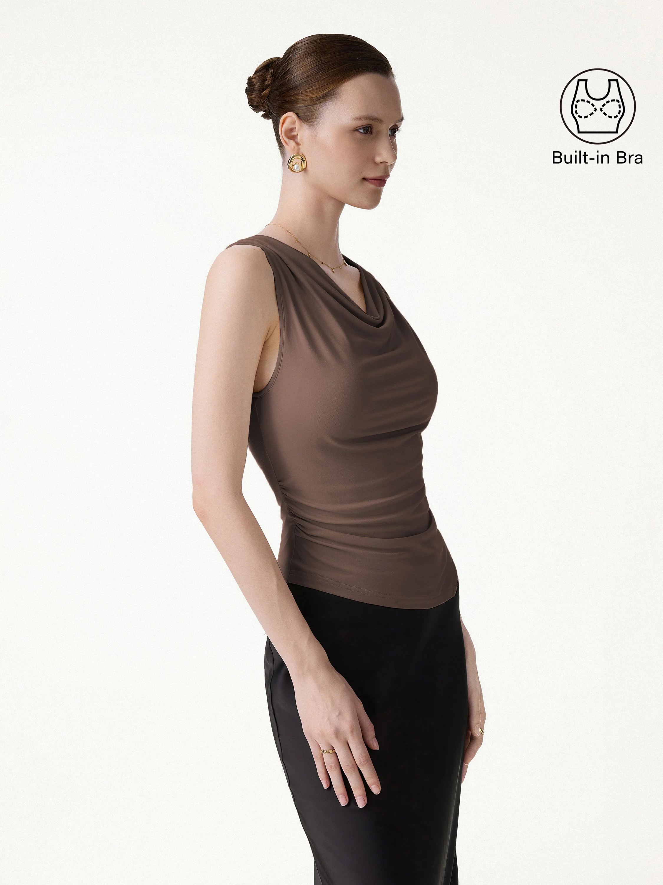 Cowl Neck Asymmetrical Sleeveless Bra Top - Image 13