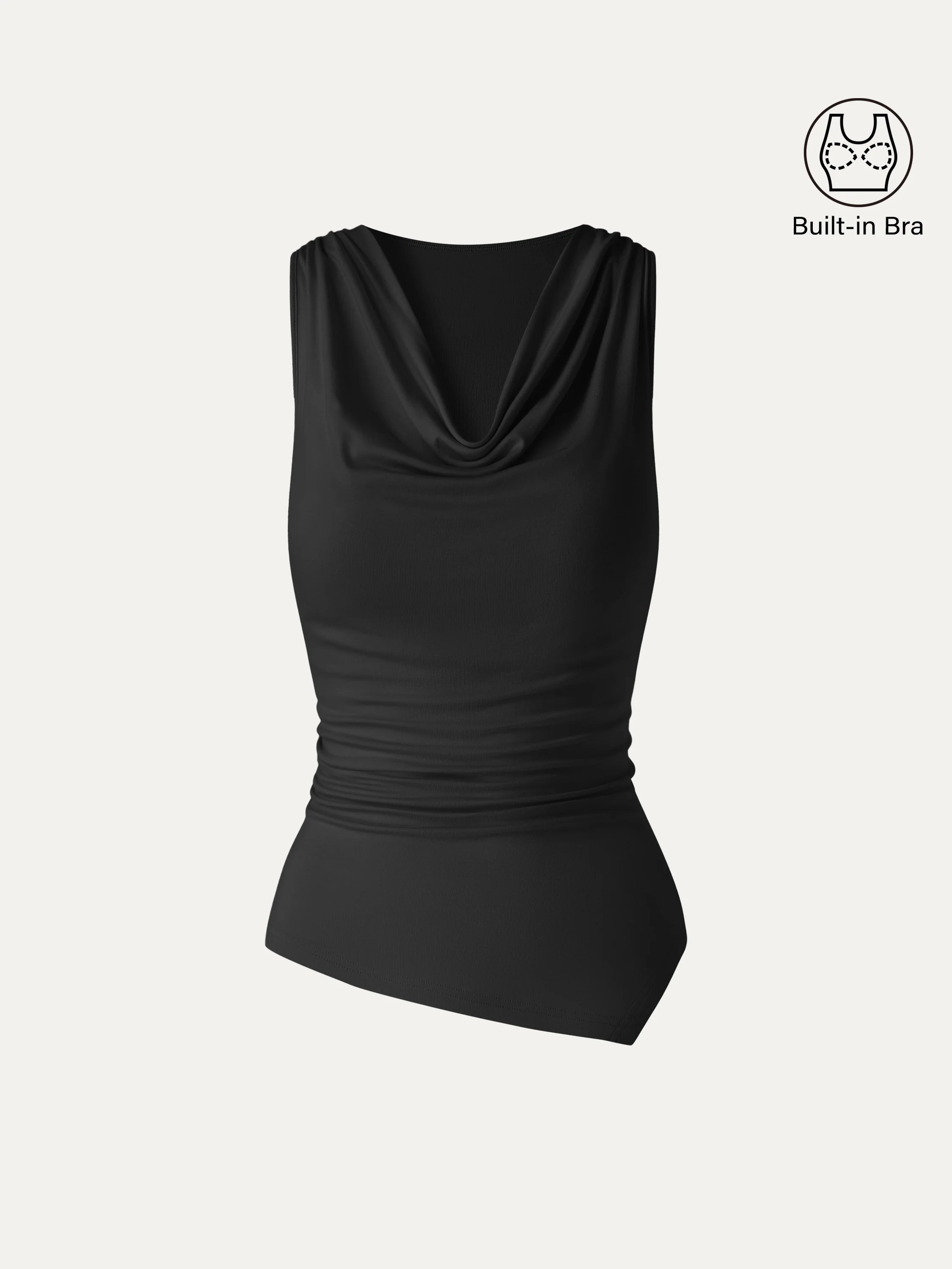 Cowl Neck Asymmetrical Sleeveless Bra Top - Image 15