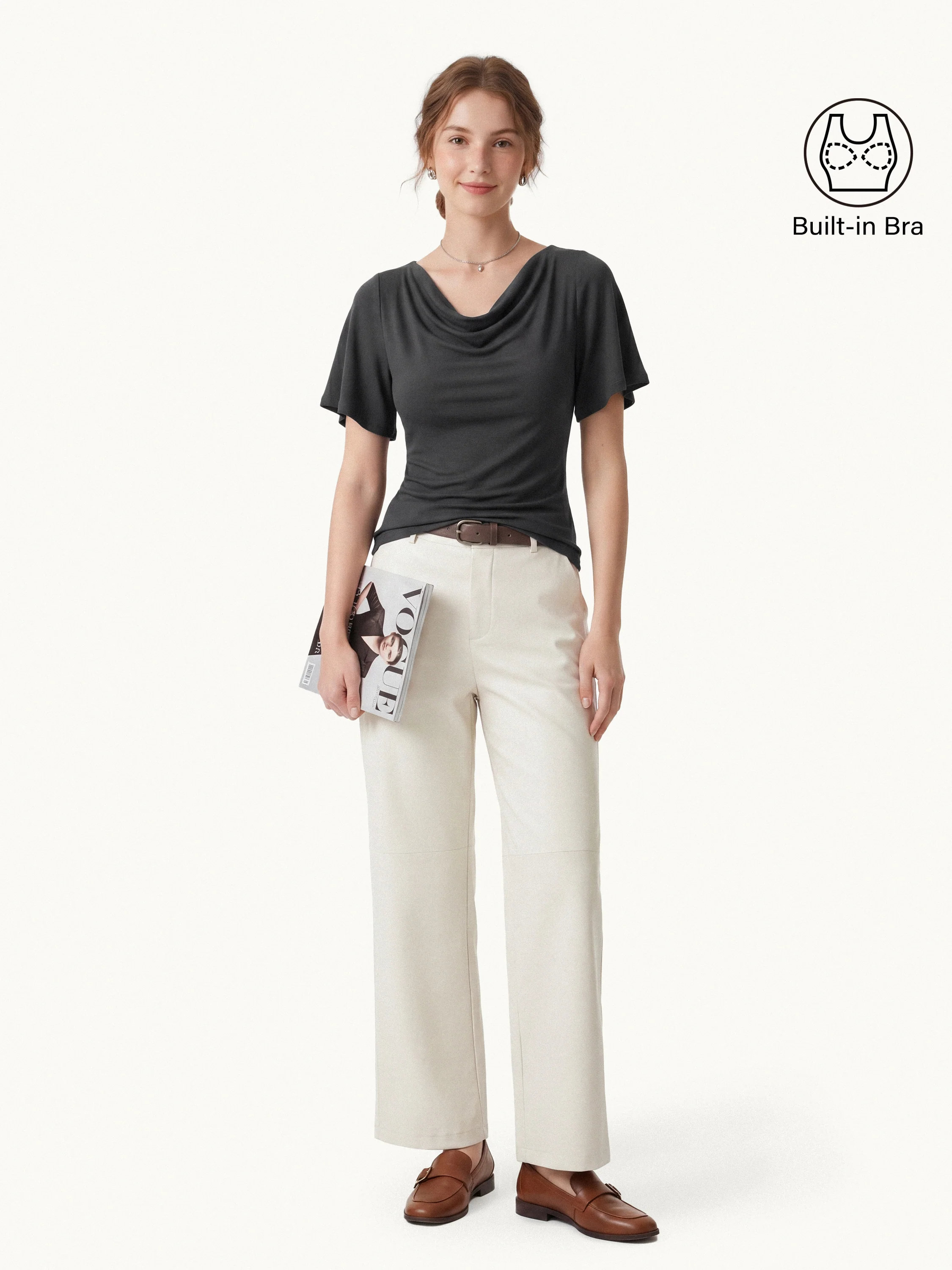 Cowl Neck Flutter Sleeve Bra Top - Image 12