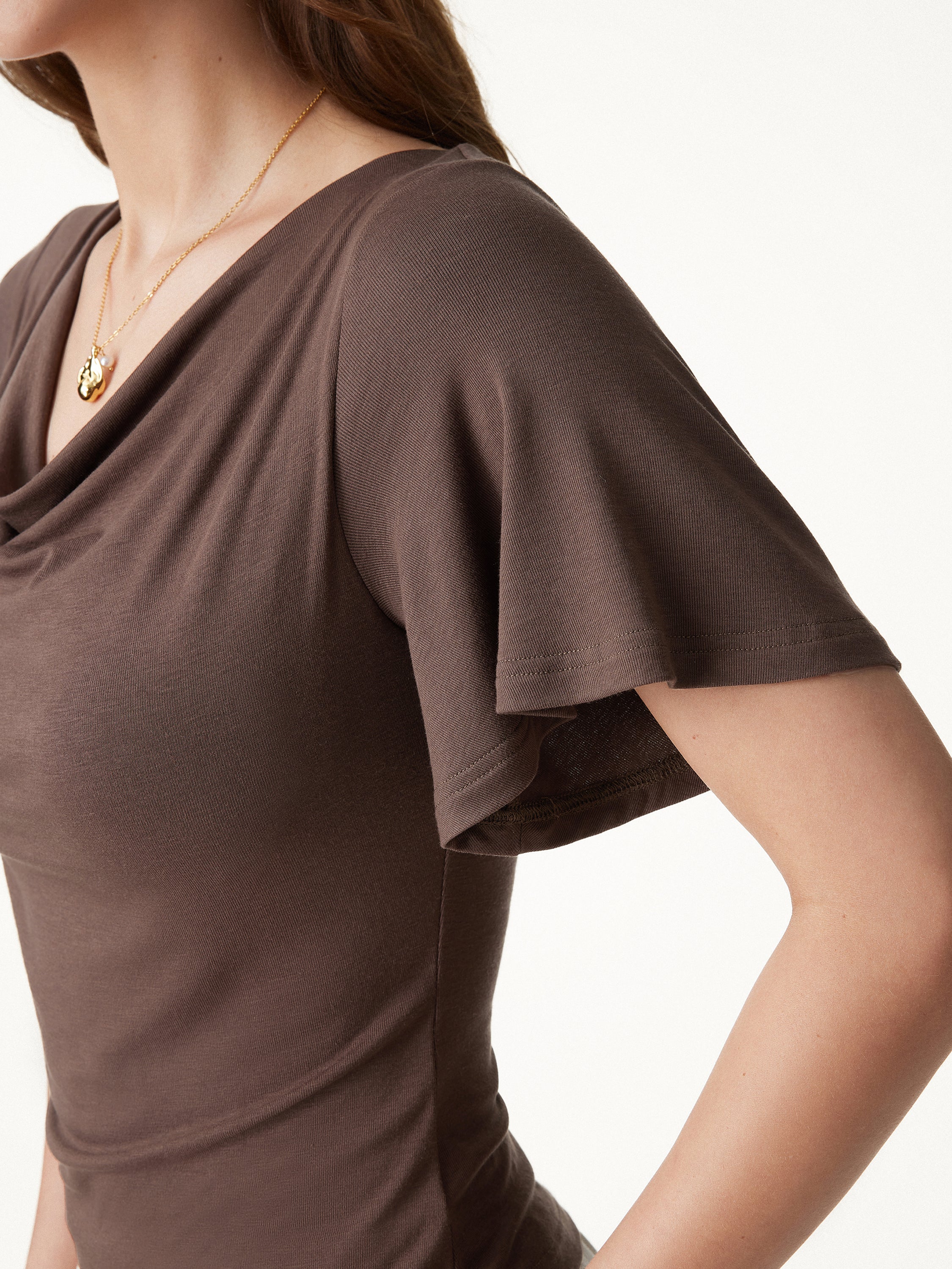 CoolTouch Cowl Neck Flutter Sleeve Bra Top - Image 3