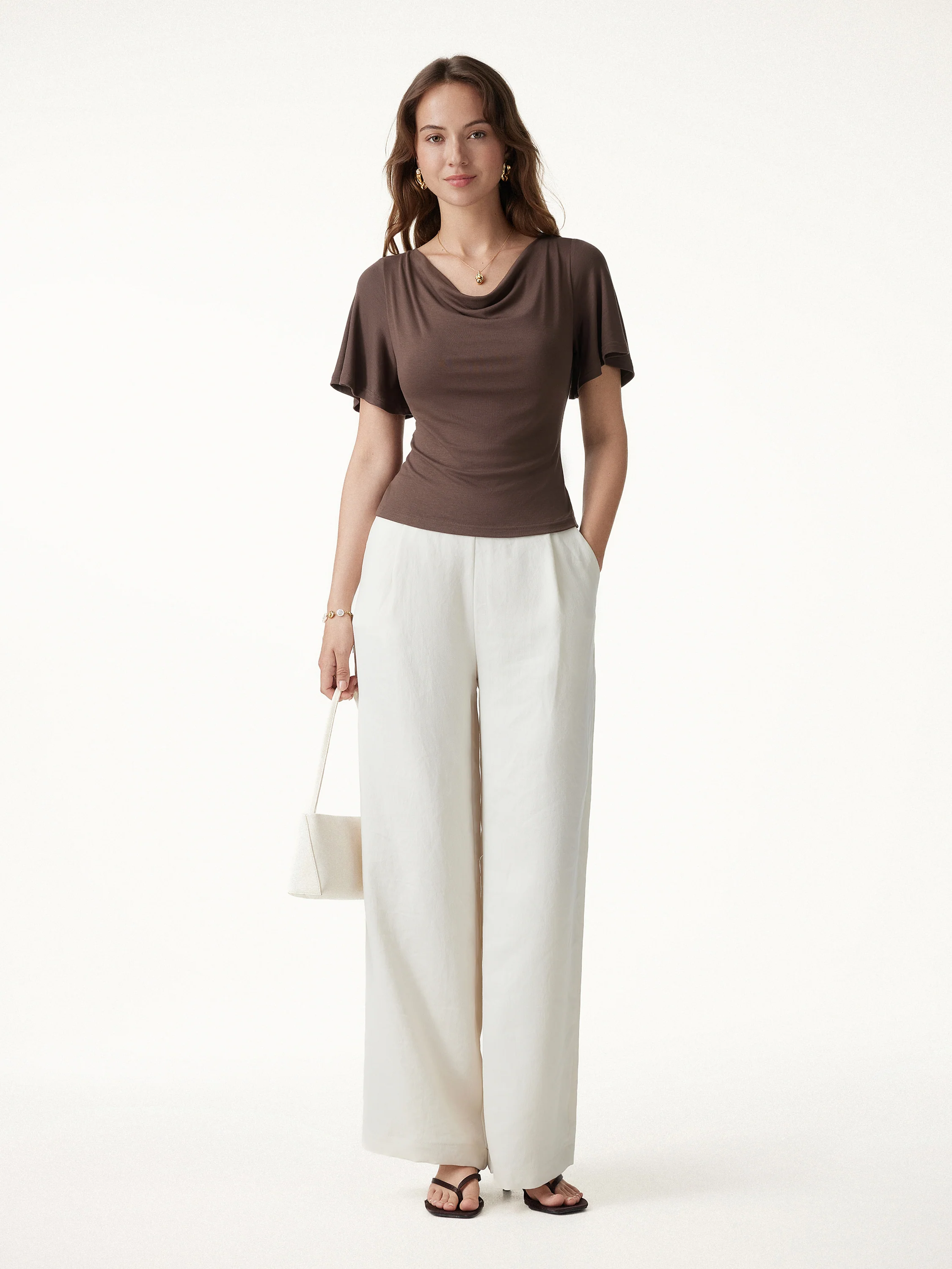 CoolTouch Cowl Neck Flutter Sleeve Bra Top - Image 4