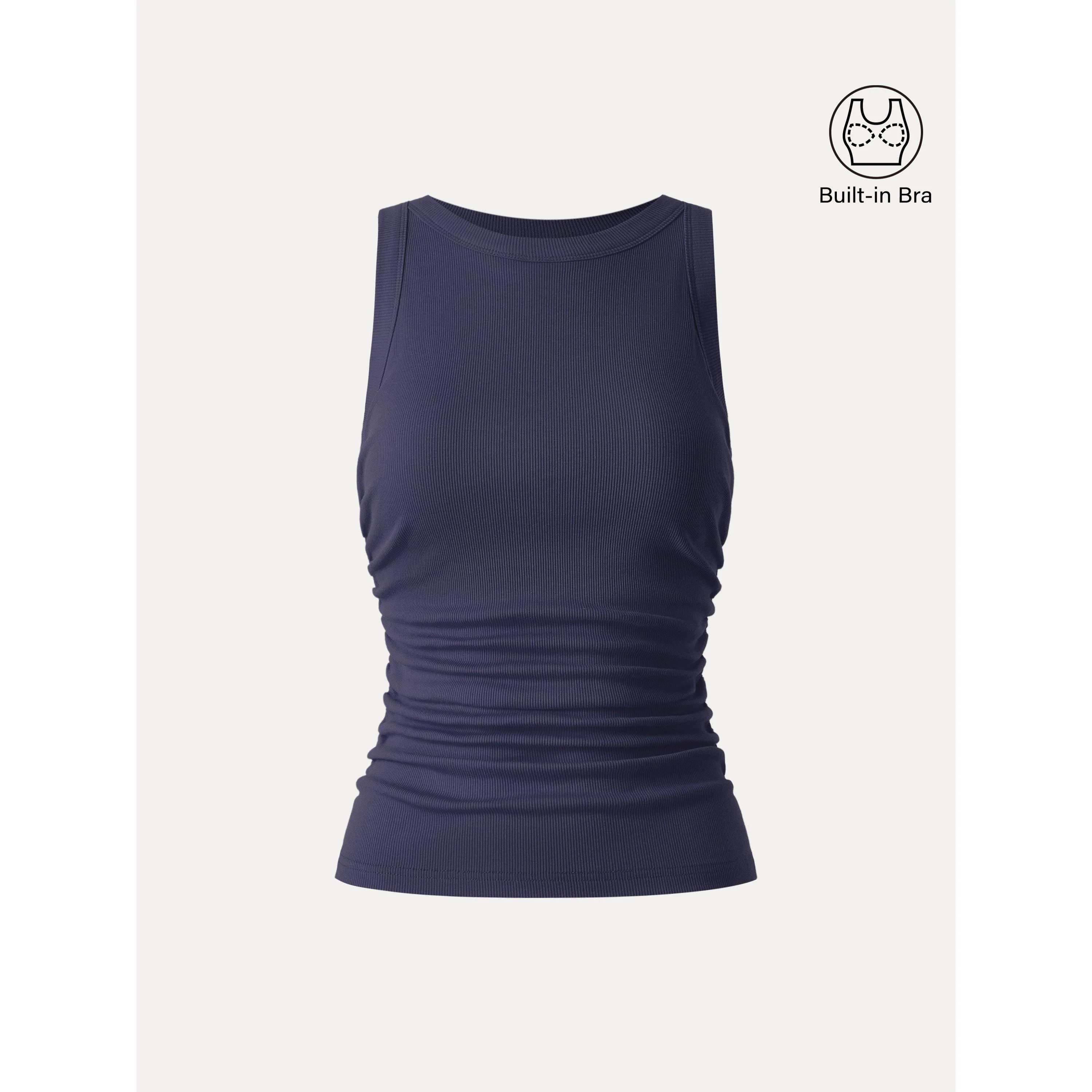 Crewneck Side Ruched Bra Tank