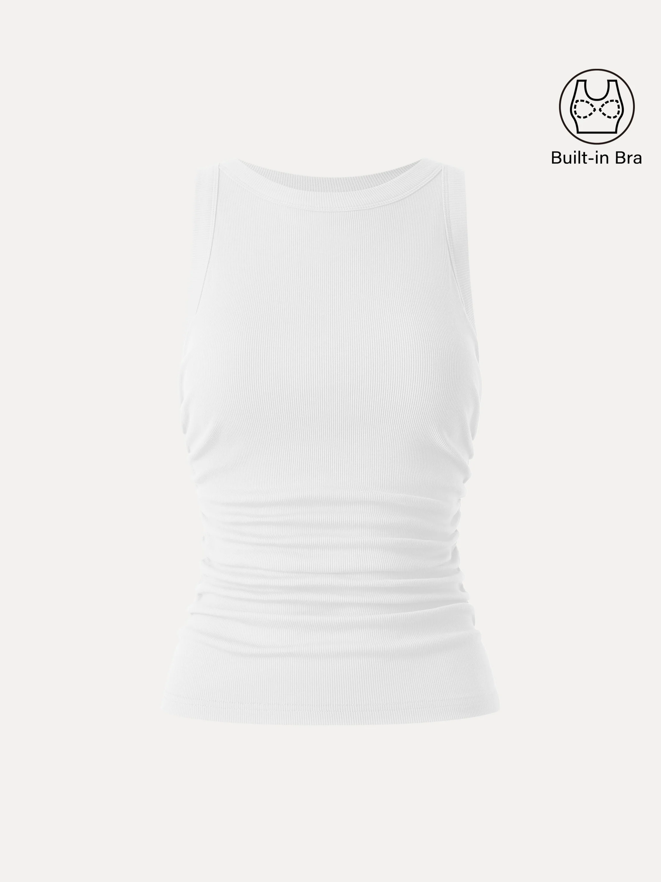 Crewneck Side Ruched Bra Tank - Image 2