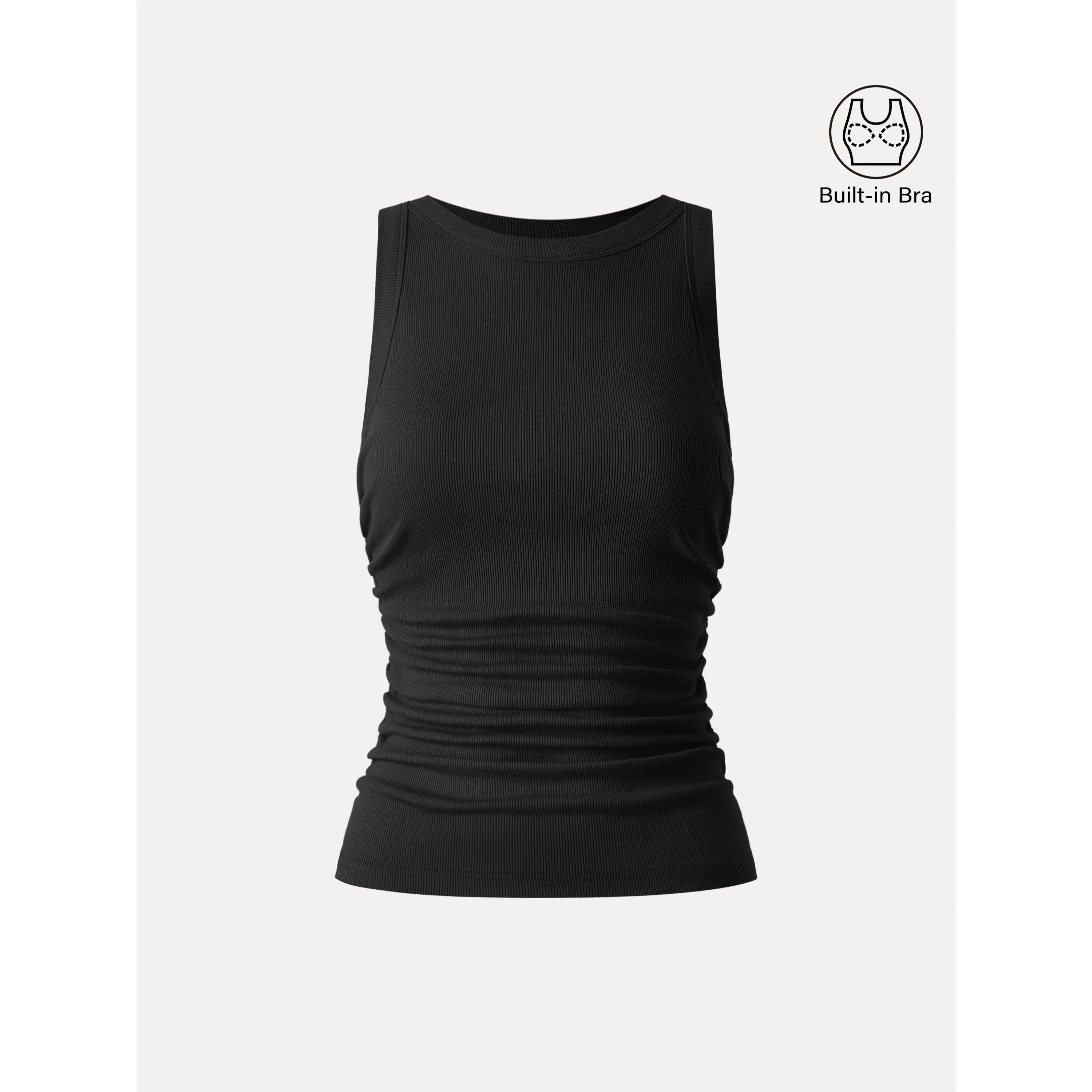 Crewneck Side Ruched Bra Tank - Image 3