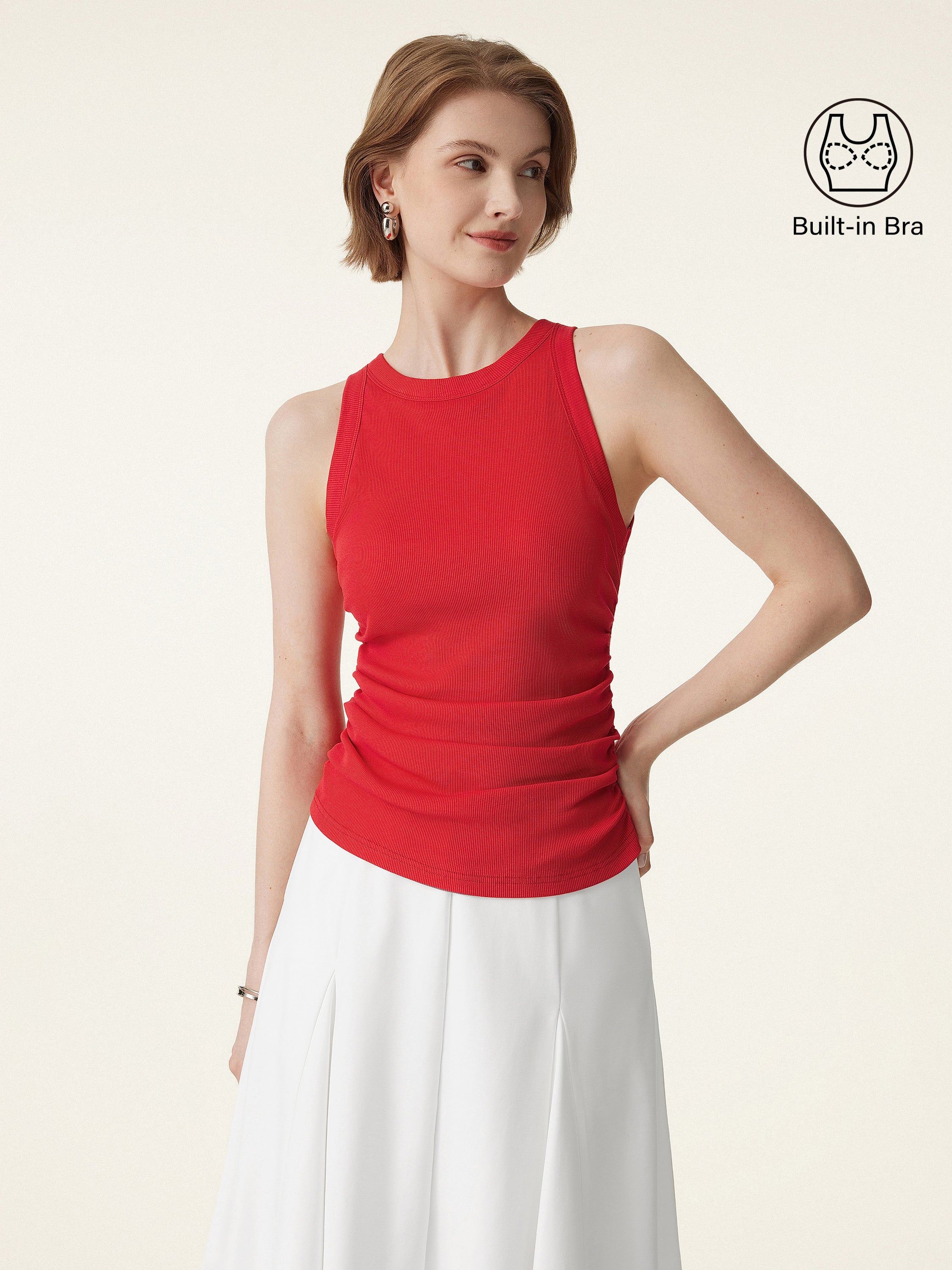 Crewneck Side Ruched Bra Tank - Image 6