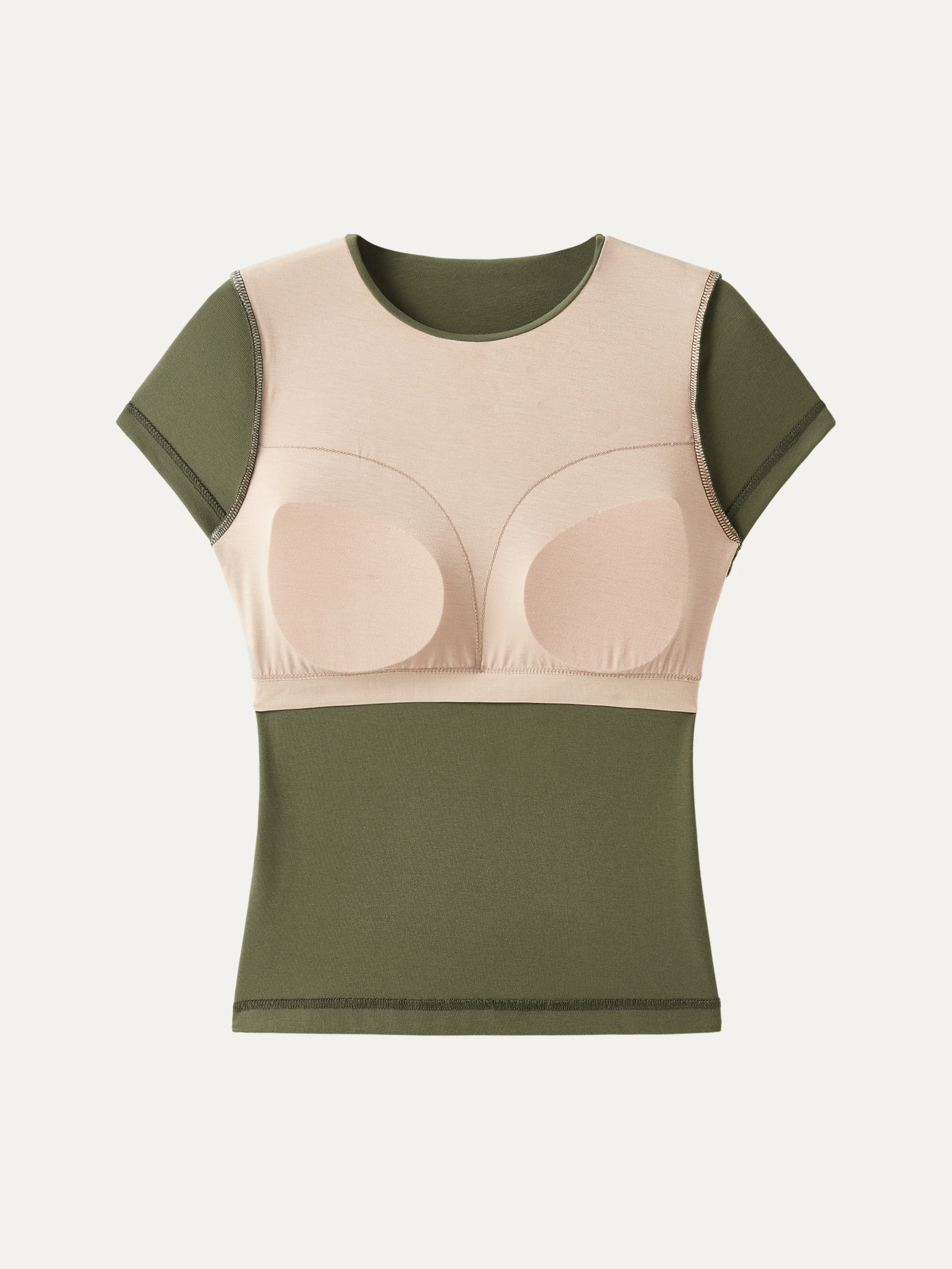 Crewneck Slimming Short Sleeve New Airy Bra Top - Image 8