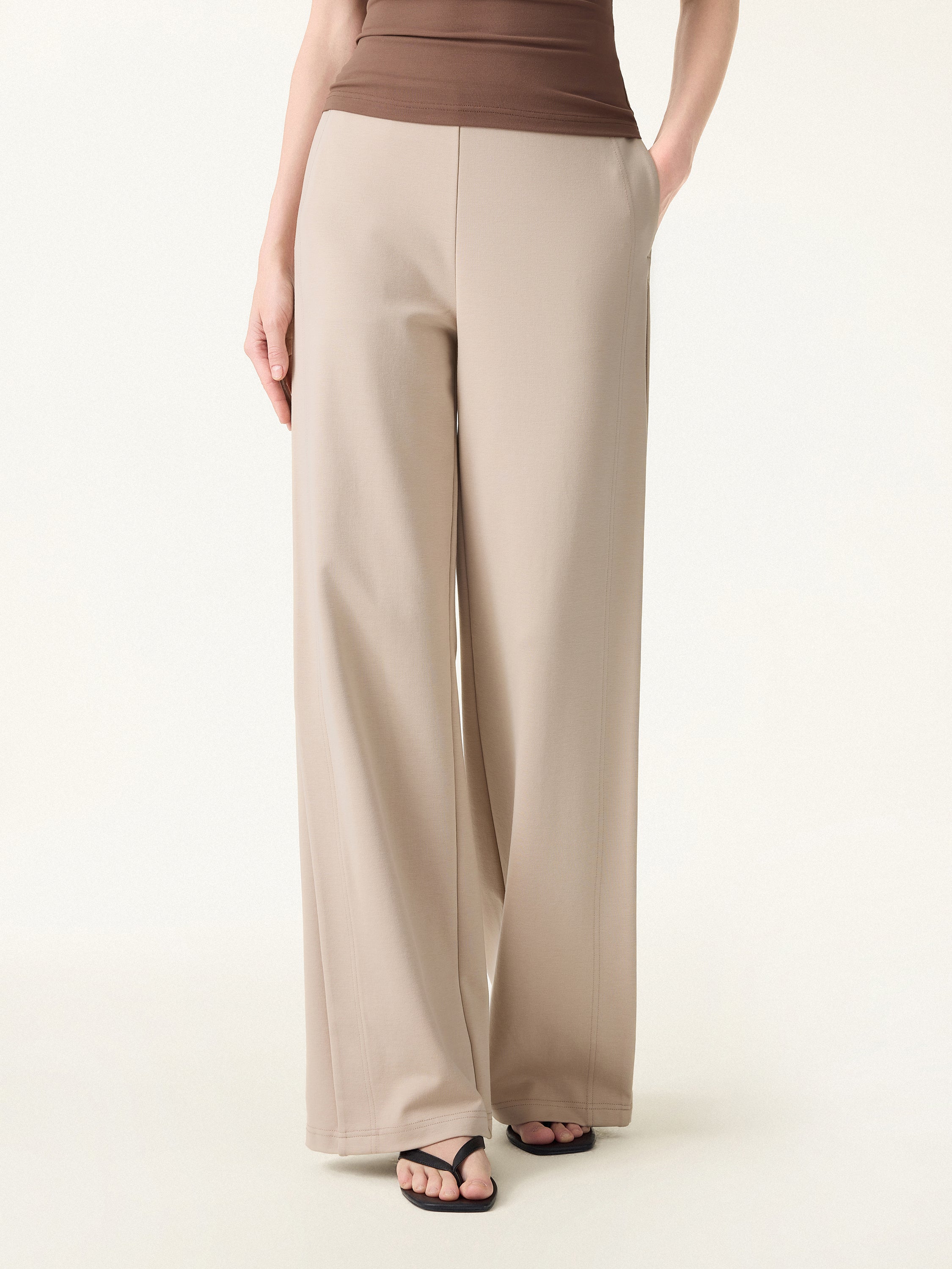 Drapey Mid Rise Wide Leg Pull-on Pant with Pockets - Image 8