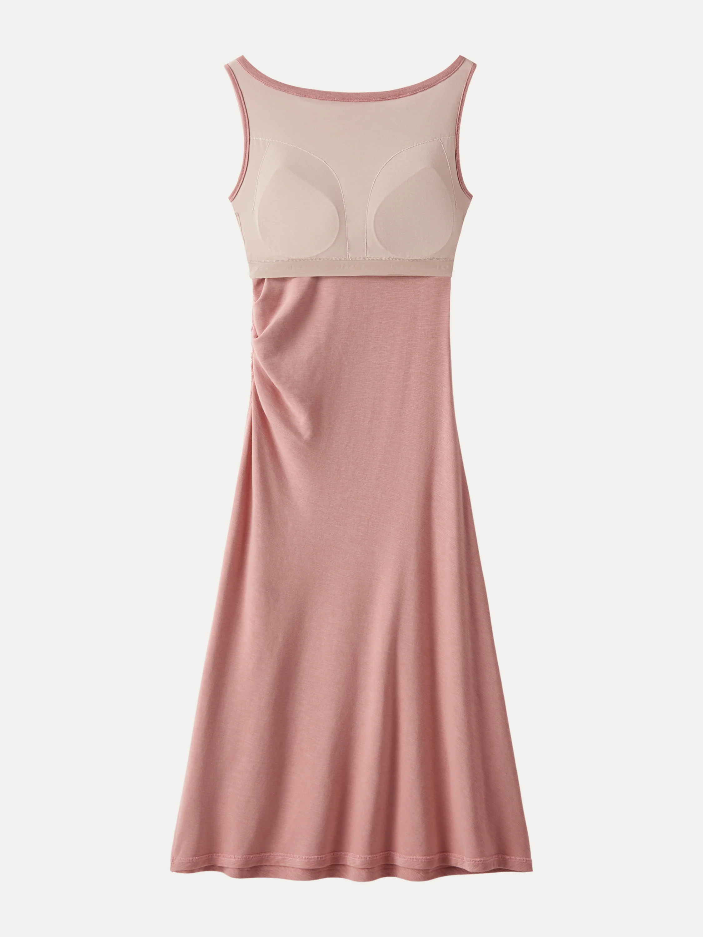 Elegant Boatneck Tucked Fit-and-Flare Midi Bra Dress - Image 9