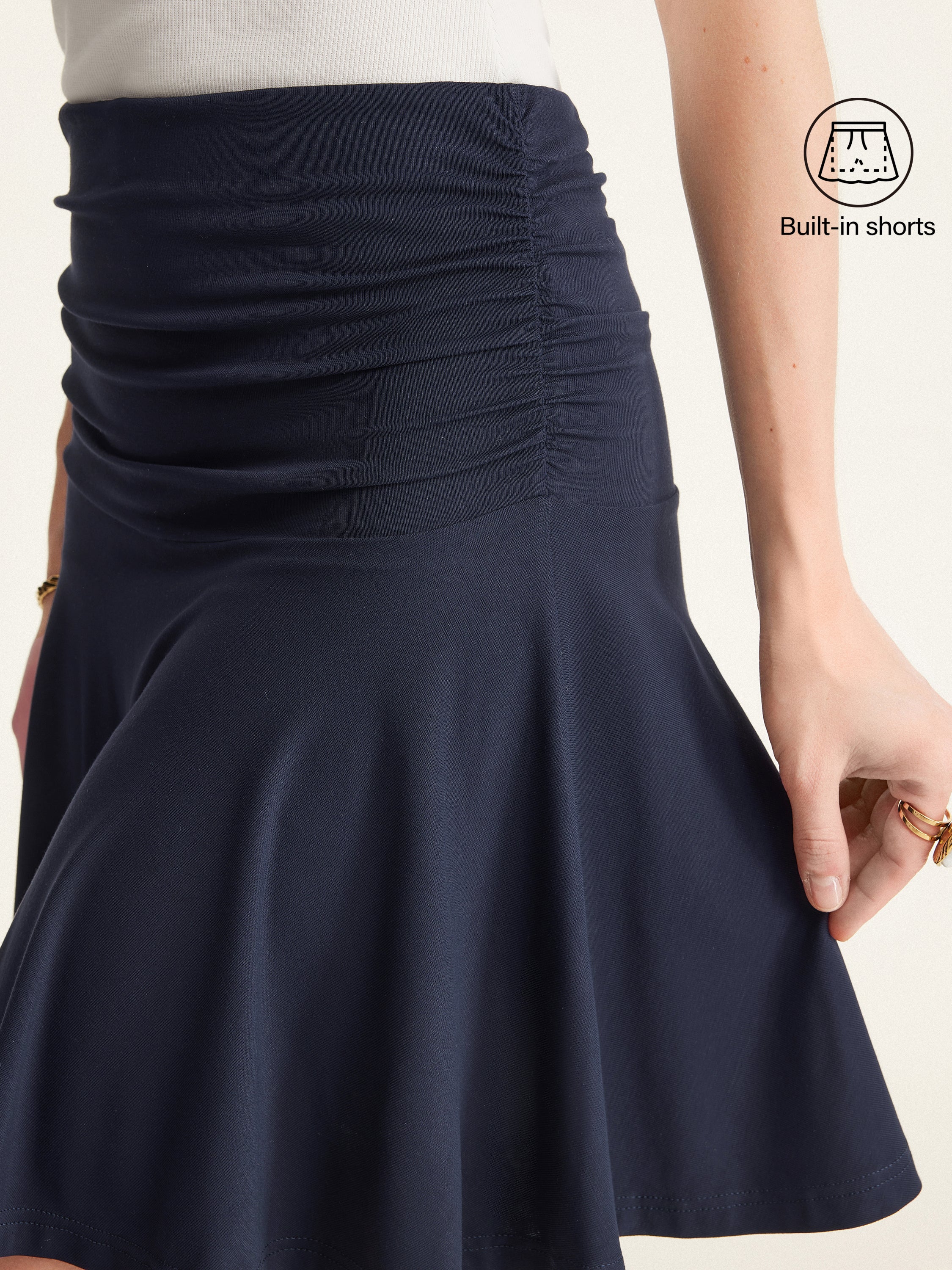 Essential Ruched Mini Circle Skirt with Lined Shorts - Image 7