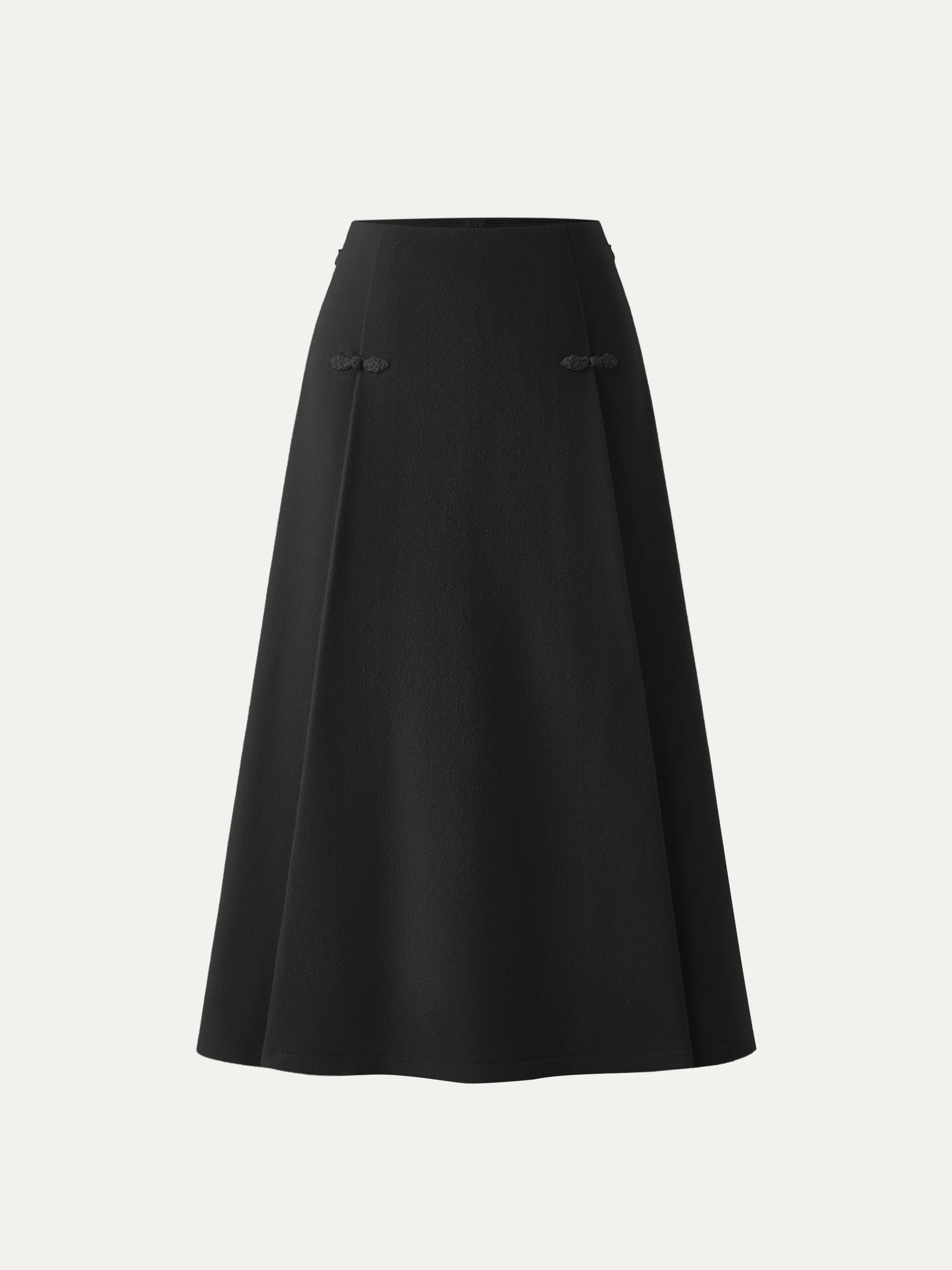 Wool-like Frog Button A-Line Midi Skirt Limited Edition - Image 10