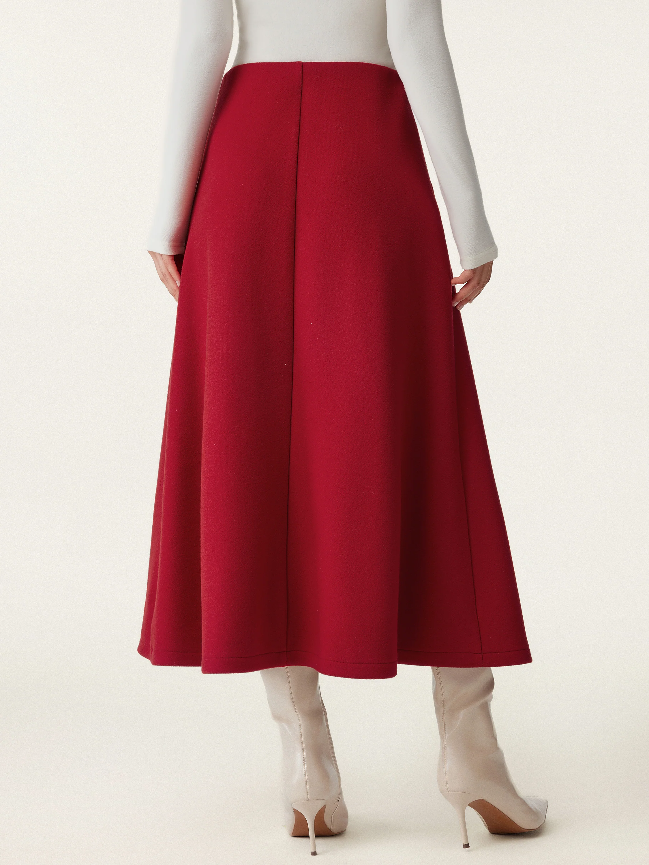 Wool-like Frog Button A-Line Midi Skirt Limited Edition - Image 8
