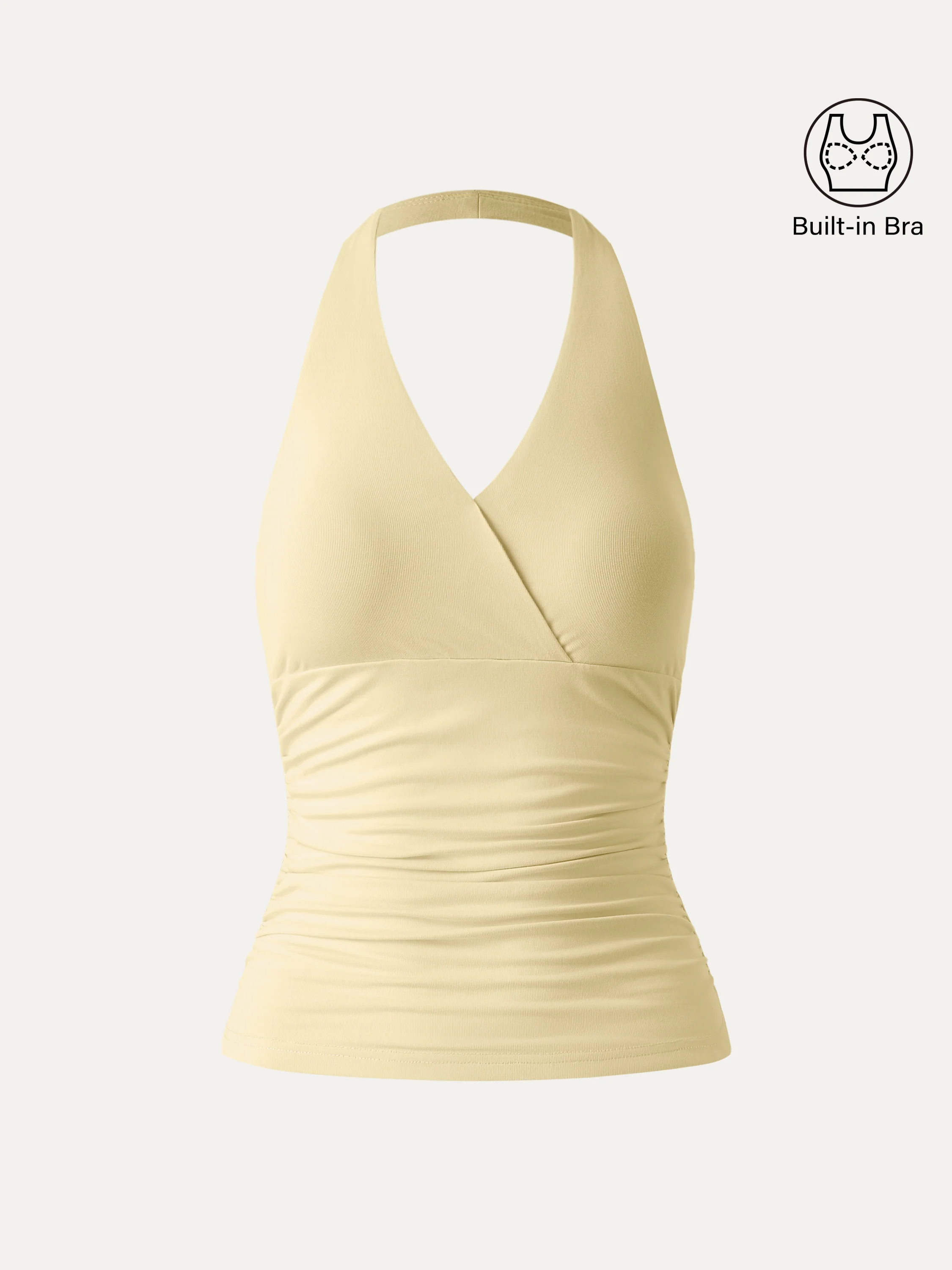 Halter Neck Side Gathered New Airy Bra Tank - Image 13
