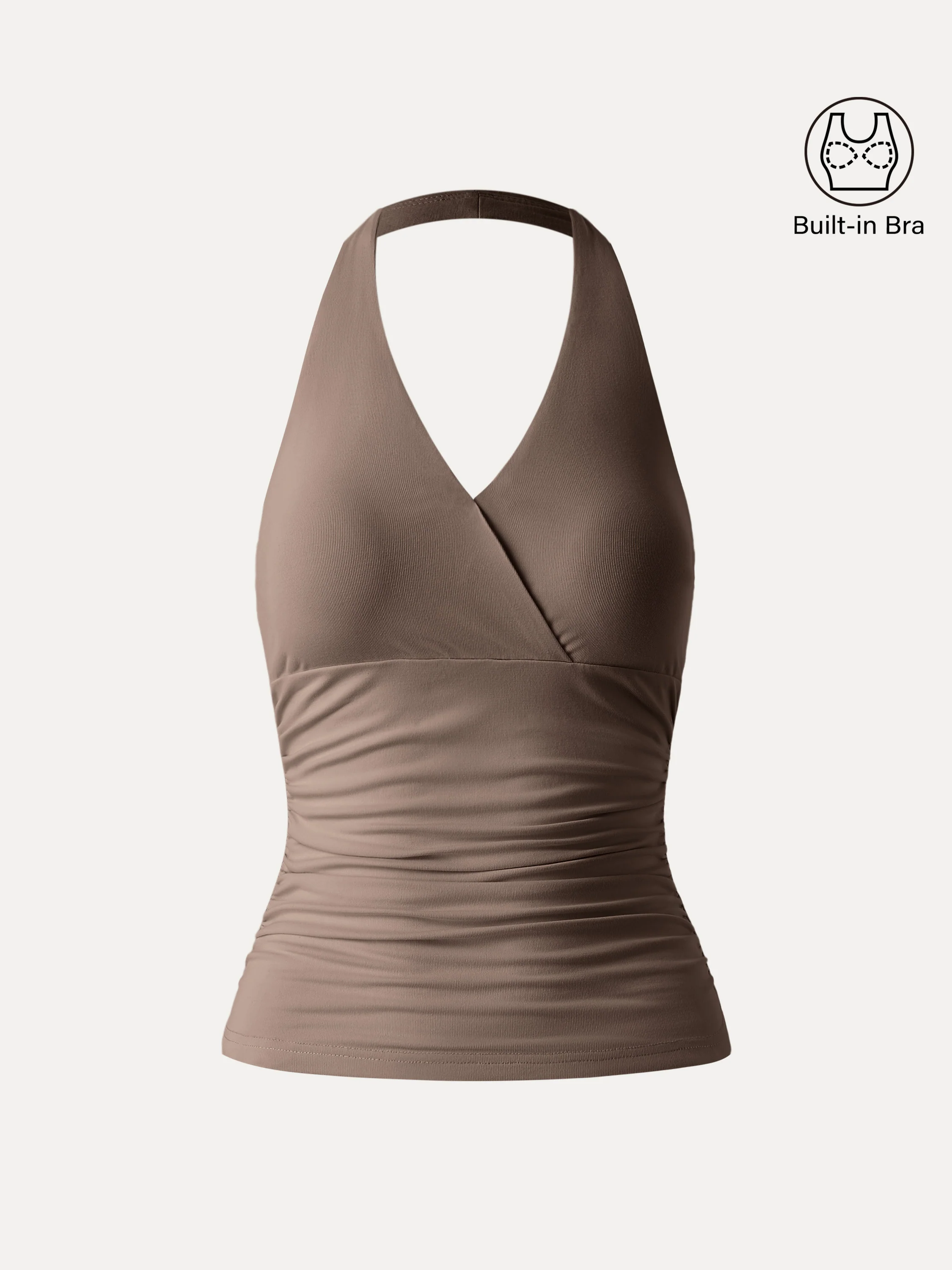 Halter Neck Side Gathered New Airy Bra Tank - Image 15