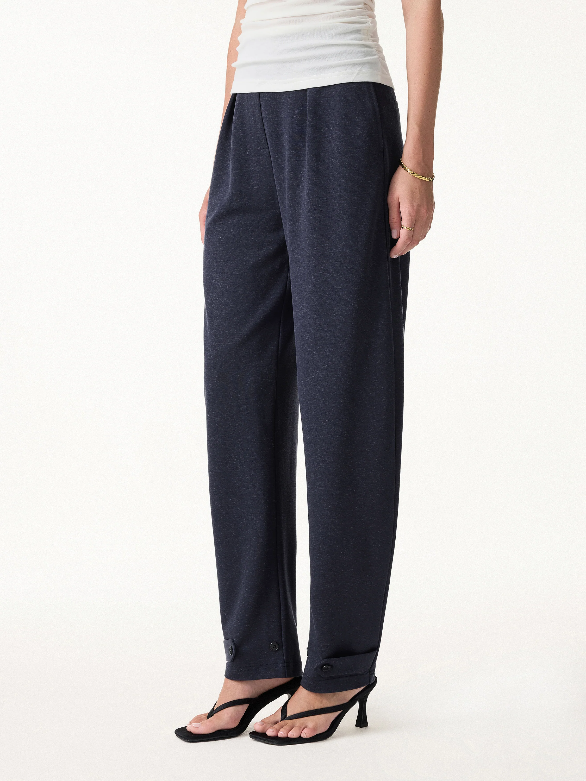 Linen-Like Breathable Barrel Leg Pants - Image 9