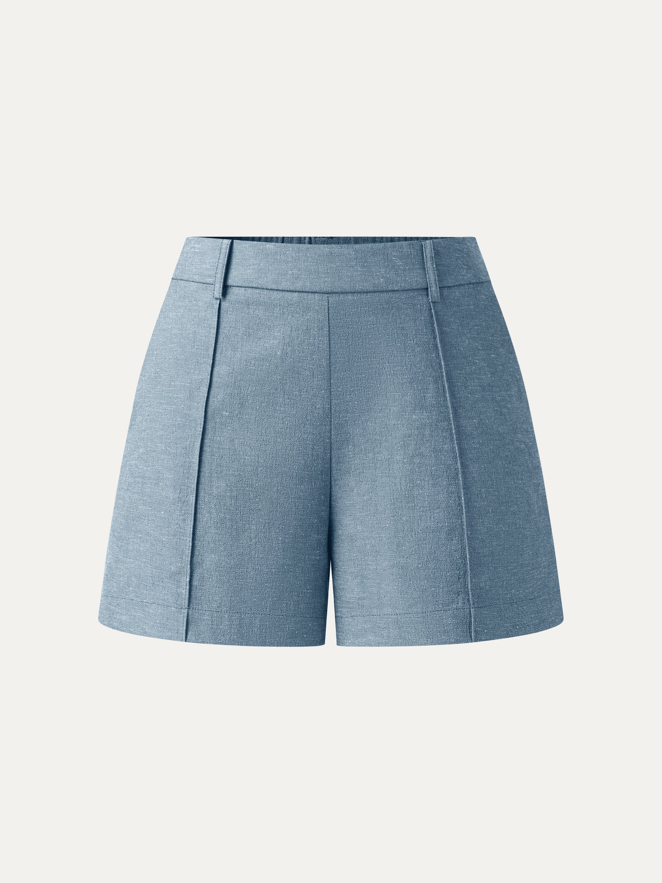Linen-Like Mid Rise Pintuck Shorts with Pockets - Image 12