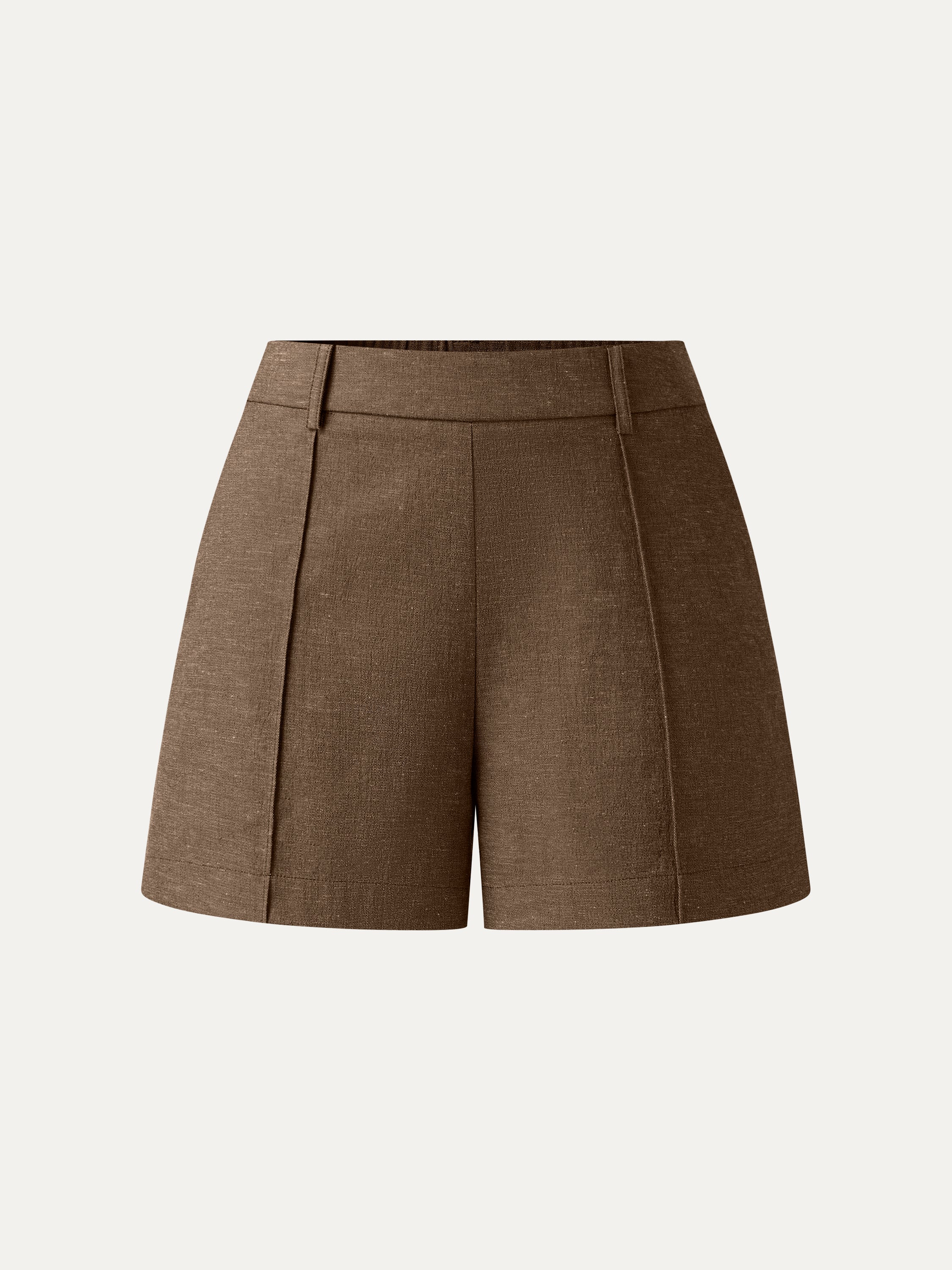 Linen-Like Mid Rise Pintuck Shorts with Pockets - Image 13